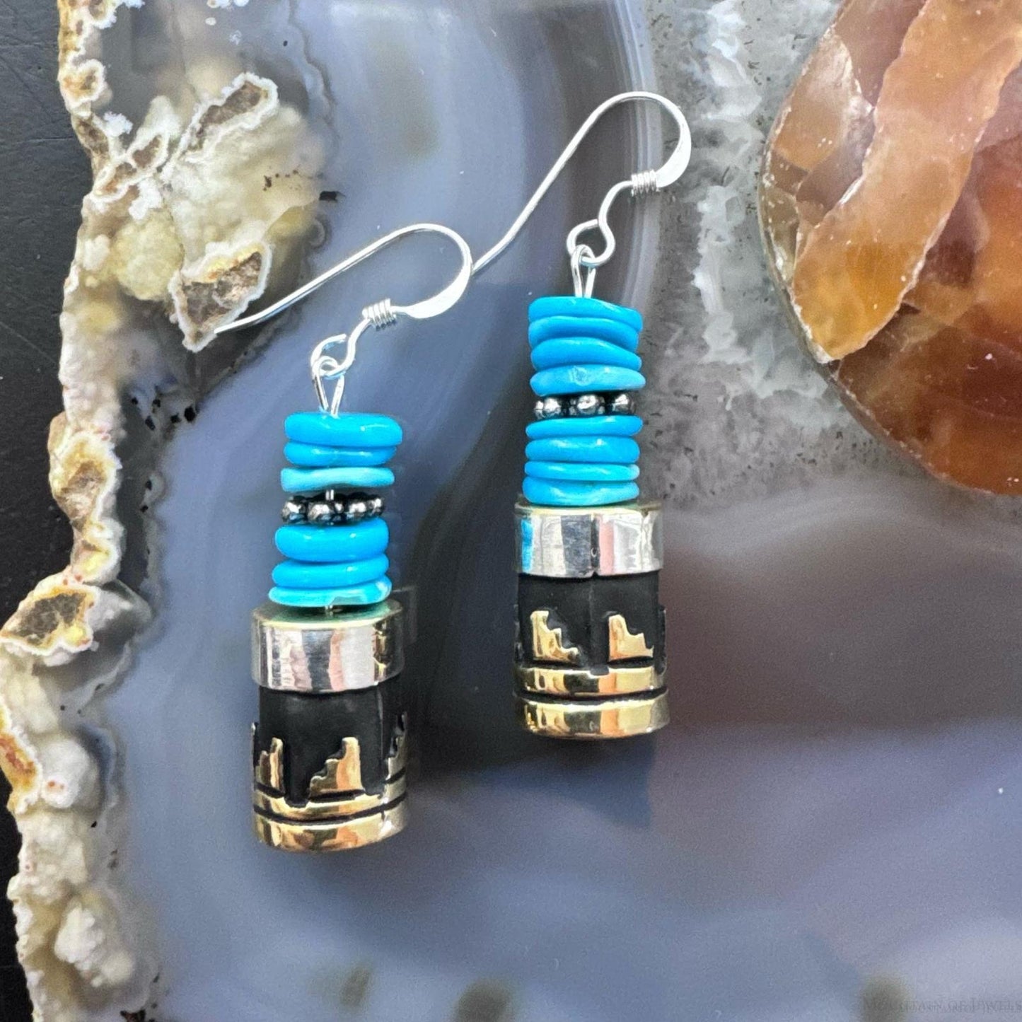 Tommy & Rosita Singer Sterling Silver Turquoise Beads Dangle Earrings For Women