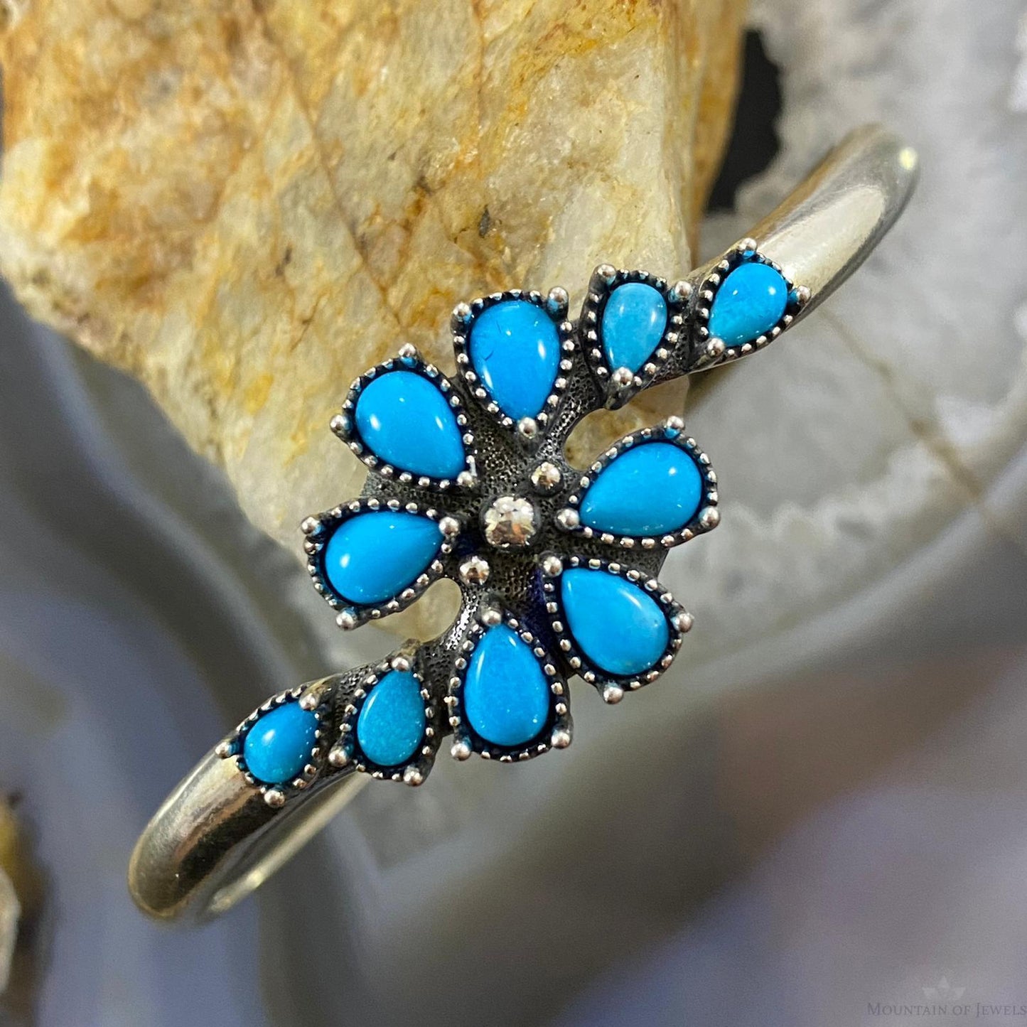Carolyn Pollack Vintage Southwestern Style Sterling Silver Turquoise Cluster Bracelet For Women