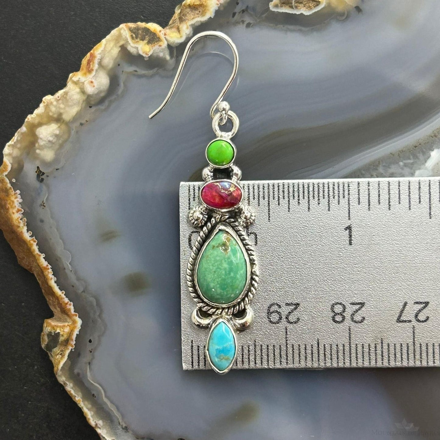 Sterling Silver Southwestern Style Multistone Dangle Earrings For Women #10