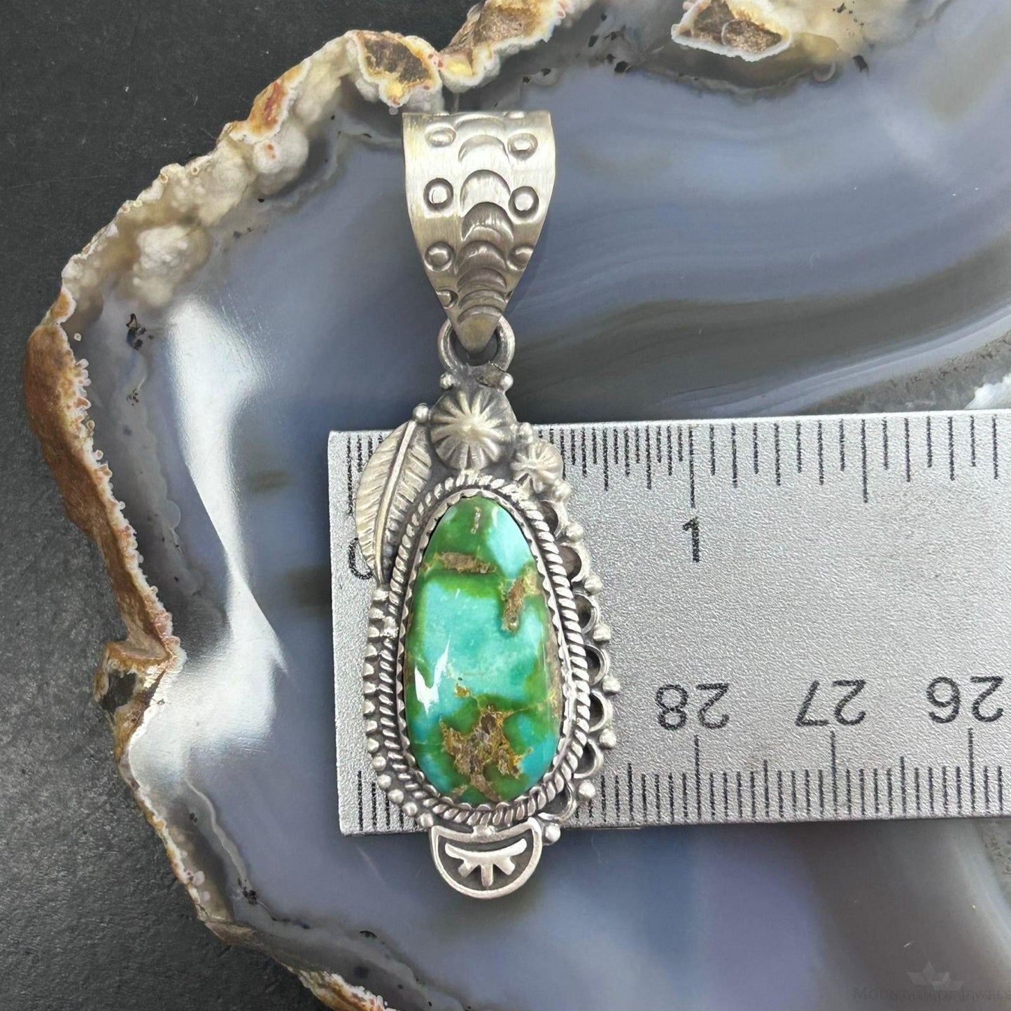 Sterling Silver Southwestern Style Sonora Gold Turquoise Decorated Pendant For Women #1