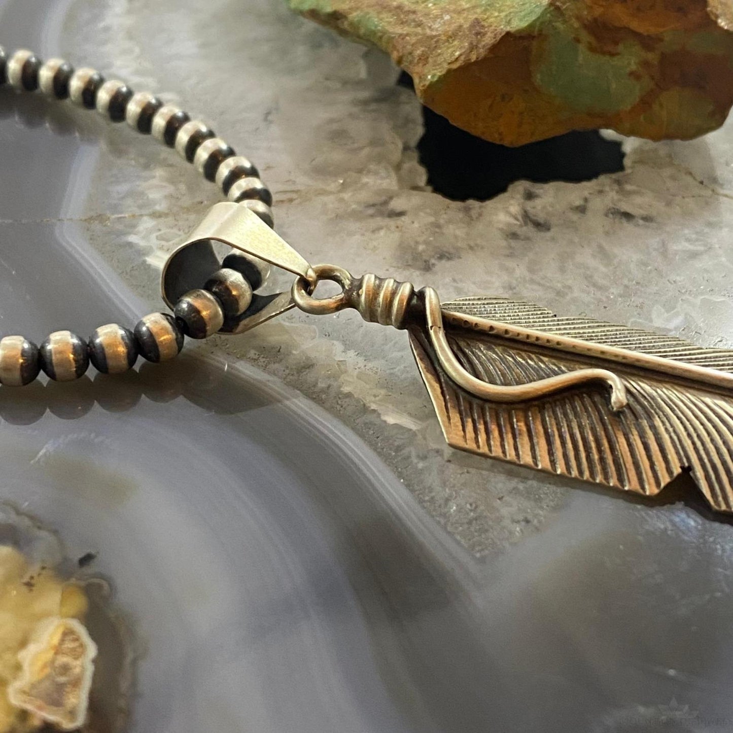 Chris Charley Native American Sterling Silver Feather Unisex Pendant