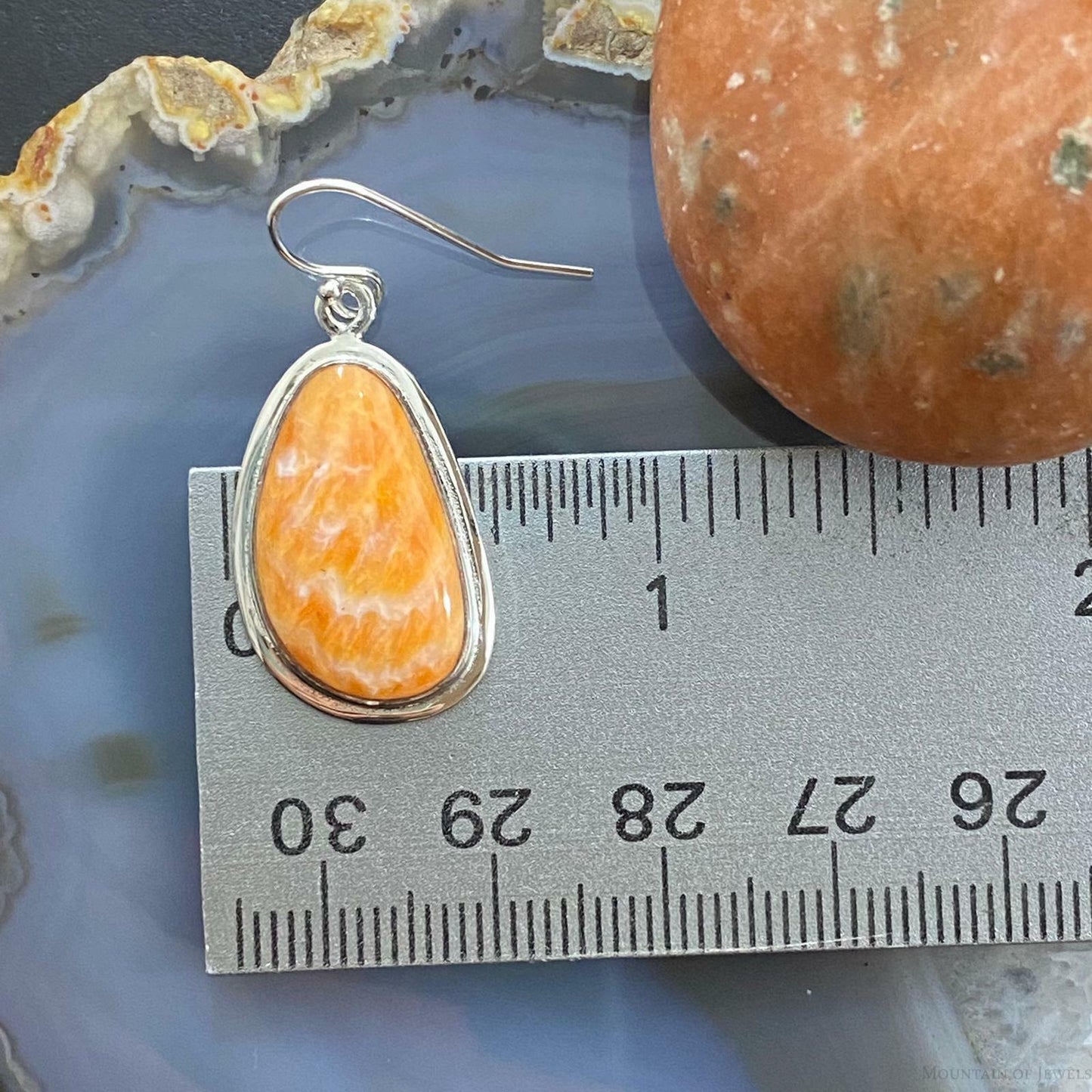 Native American Sterling Silver Spiny Oyster Dangle Earrings For Women