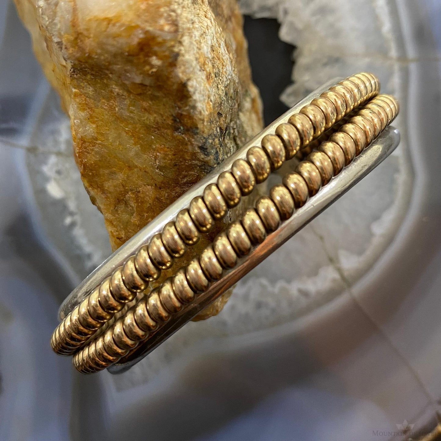 Tahe Vintage Native American Sterling & Gold Filled Coils Bracelet For Women