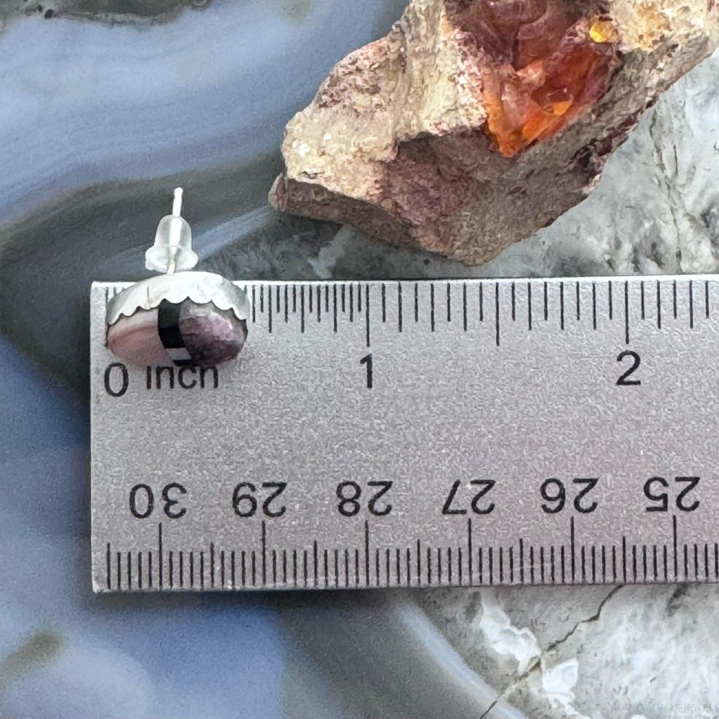 Clifton Aguilar Sterling Silver Teardrop Multistone Inlay Stud Earrings For Women #3