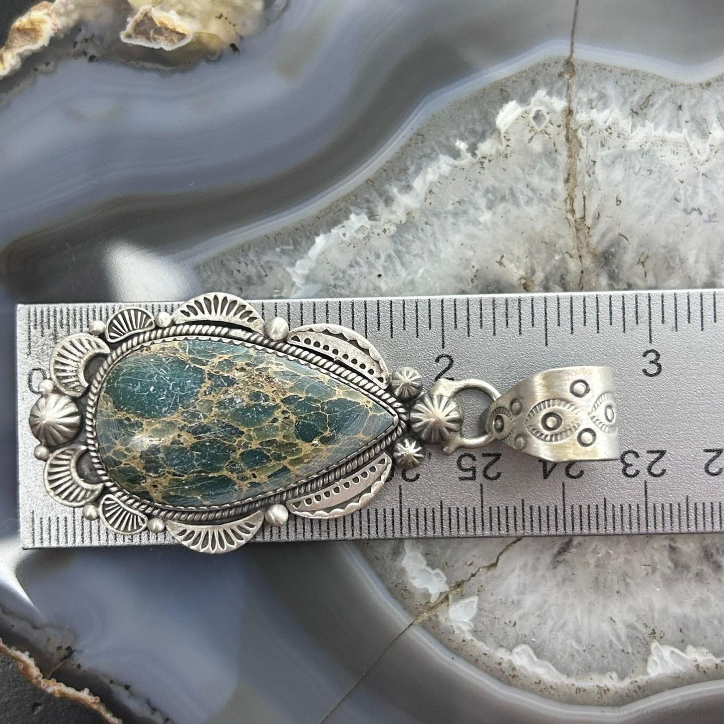 Sterling Silver Southwestern Style Teardrop Sediment Jasper Pendant For Women