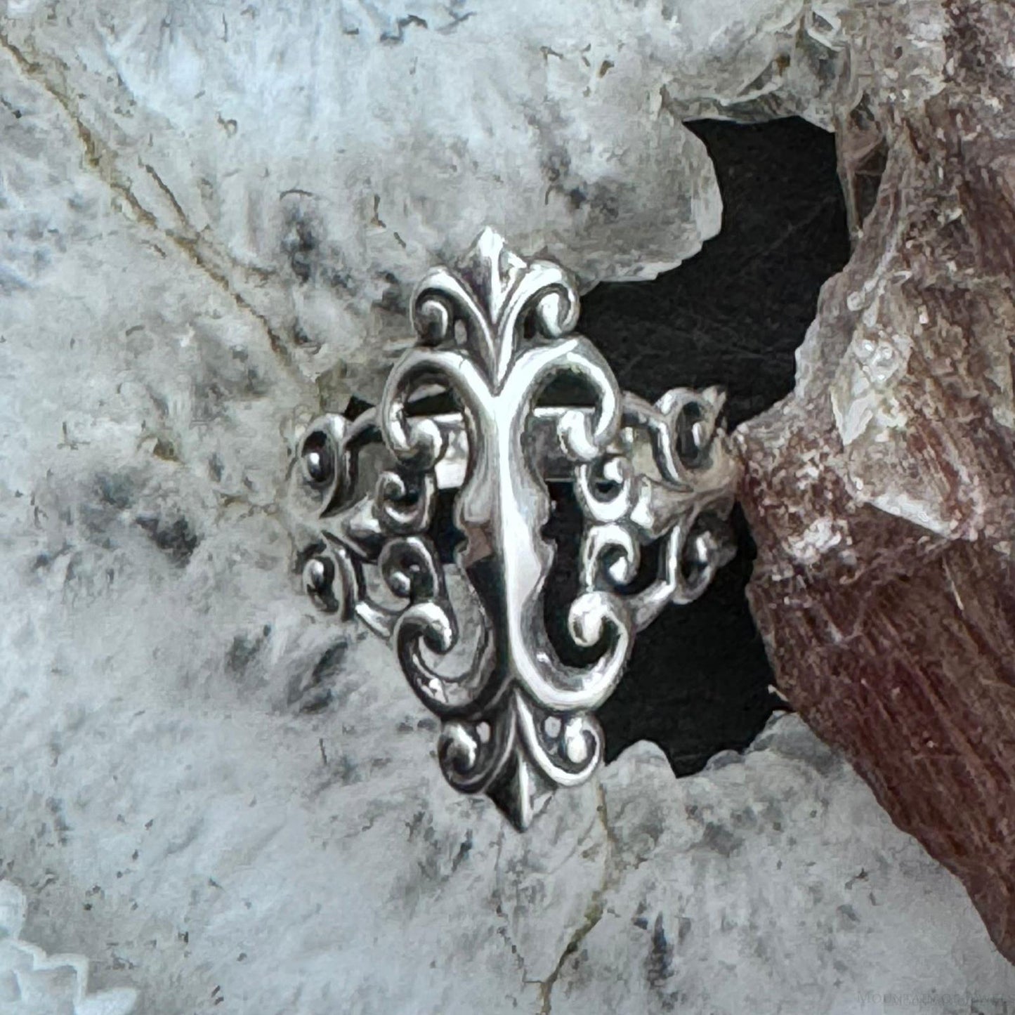 Carolyn Pollack Sterling Silver Gothic Style With Fleur-de-lis Ring For Women
