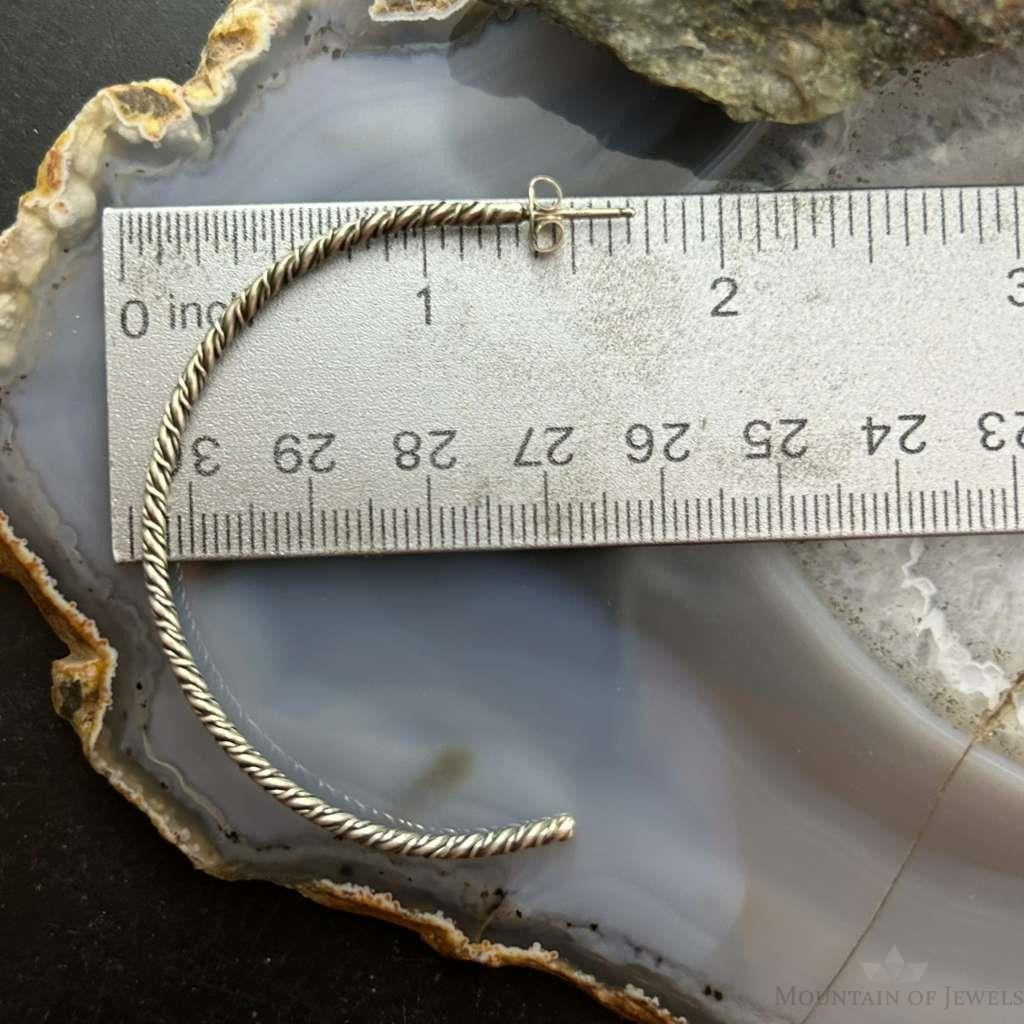 Sterling Silver Twisted Rope Half Moon Hoop Earrings For Women