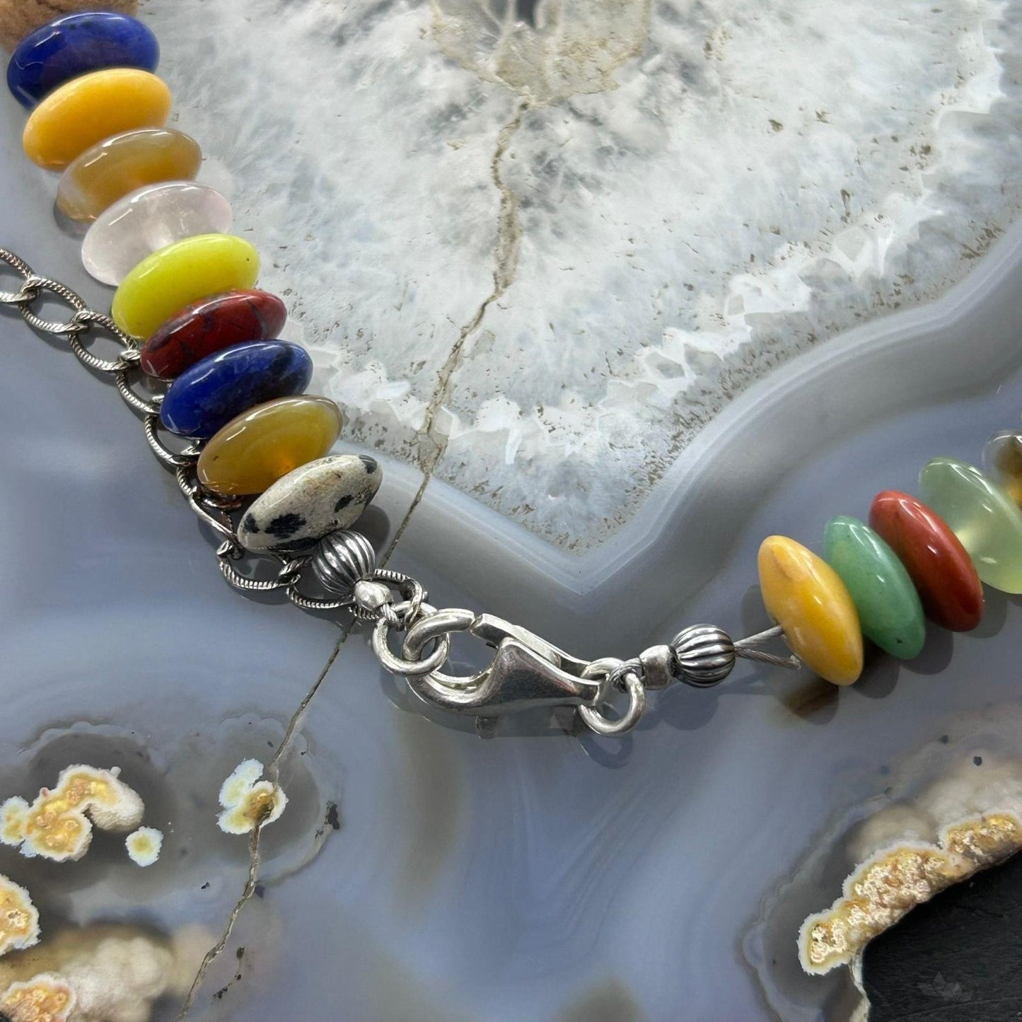 Carolyn Pollack Multi-Gemstone Rondelles Beads w/Large Oval Tiger's Eye Necklace