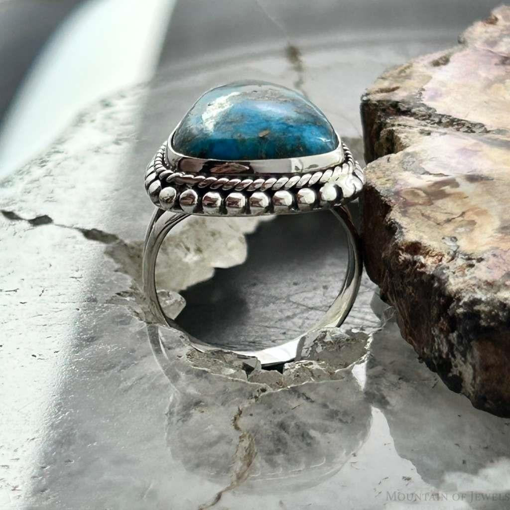 Sterling Silver Southwestern Style Teardrop Shattuckite Decorated Ring Size 6.5 For Women