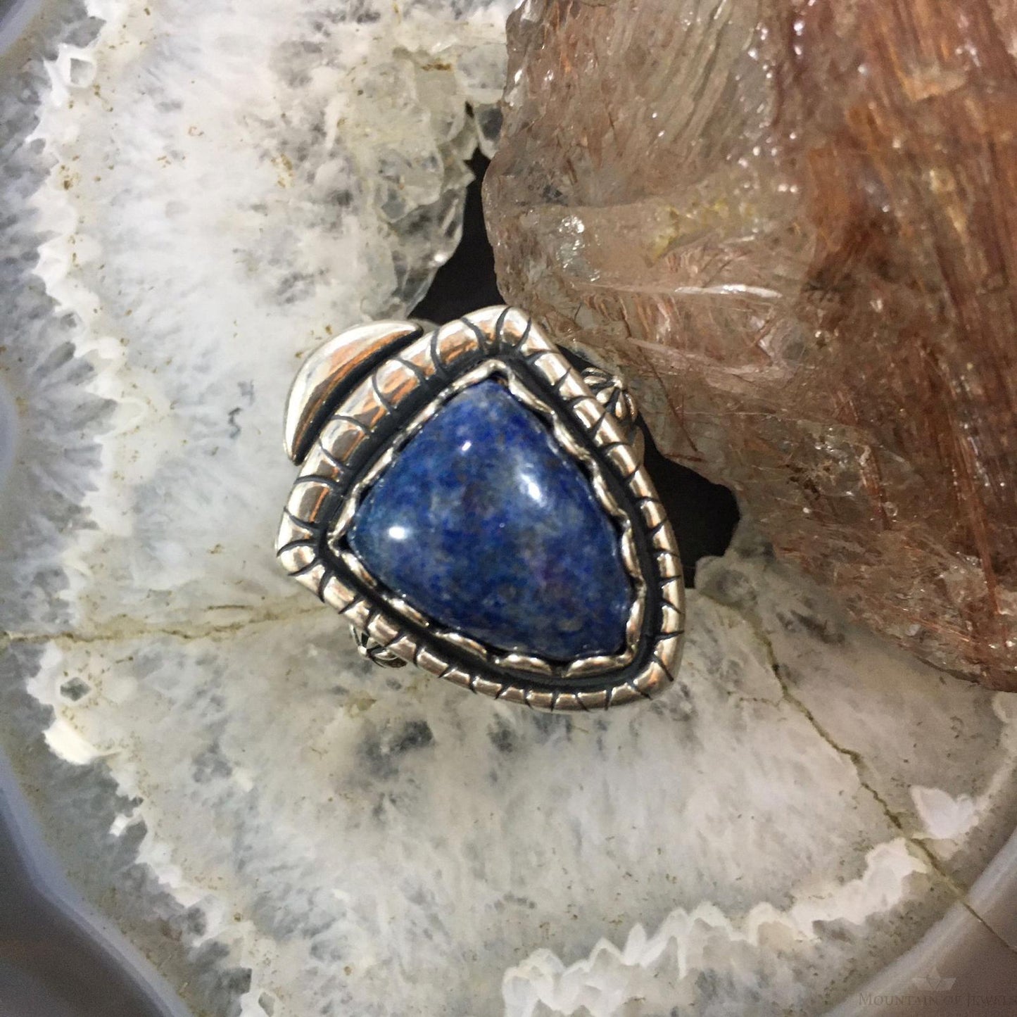 Carolyn Pollack Southwestern Style Sterling Shield Denim Lapis Ring For Women