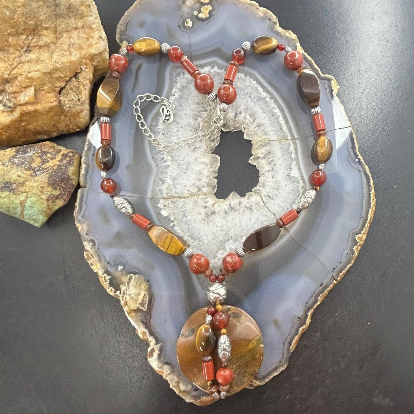 Carolyn Pollack Southwestern Style Sterling Silver Multi Stone Beads Necklace For Women