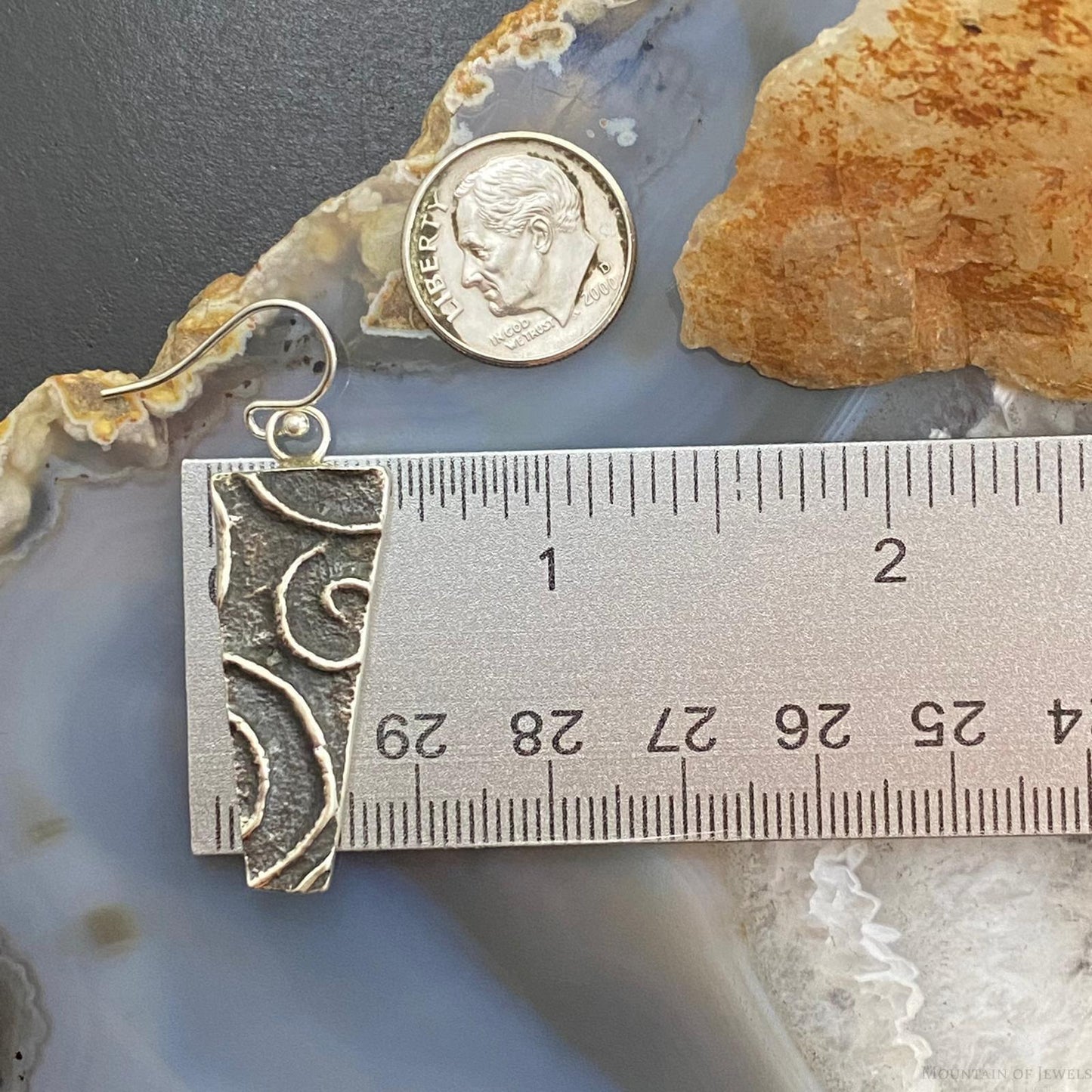 Cheyenne Custer Navajo Sterling Silver Tufa Cast Trapeze Earrings For Women #3