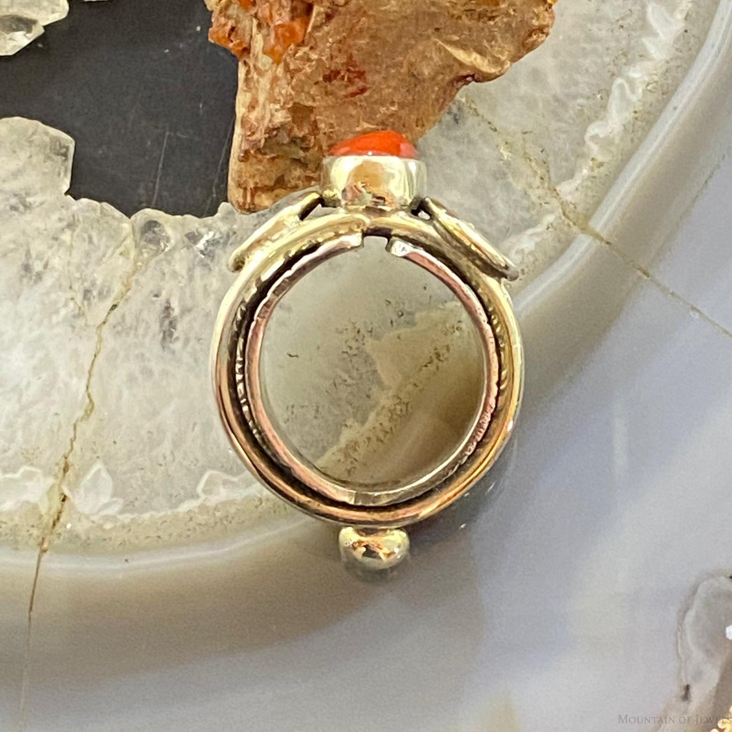 Alex Sanchez Sterling Silver Coral Unique Petroglyph Band Ring Sz 5.5 For Women
