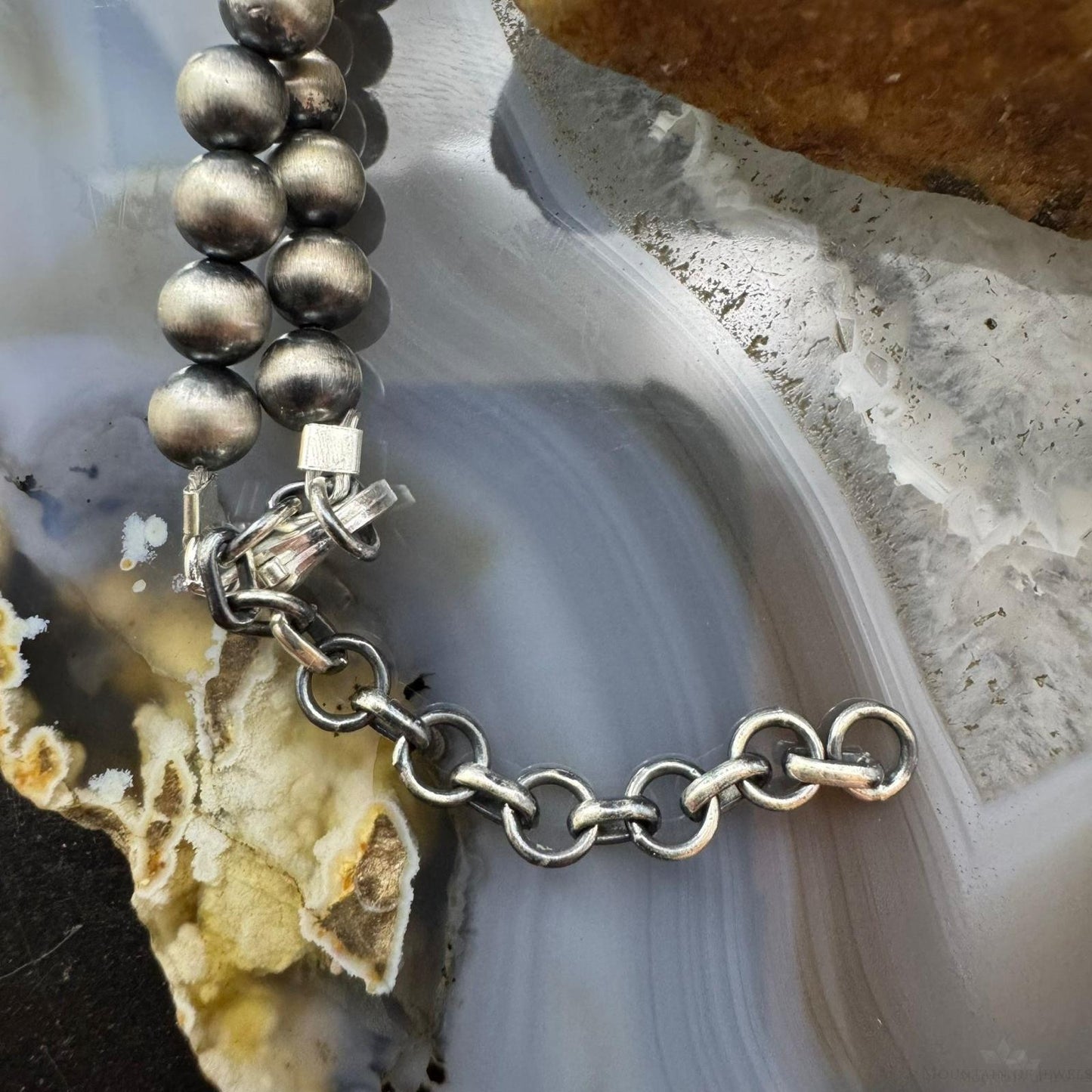 Sterling Silver Southwestern Style Navajo Pearl Beads 2-8 mm Necklace 18"-20" For Women