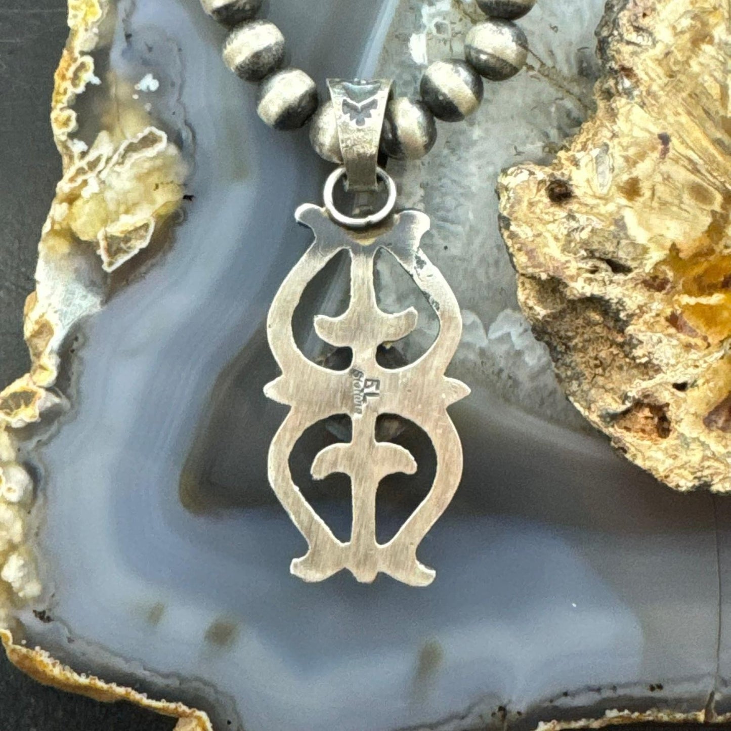 Eva & Linberg Billah Native American Sterling Silver Sandcast Turquoise Unisex Pendant