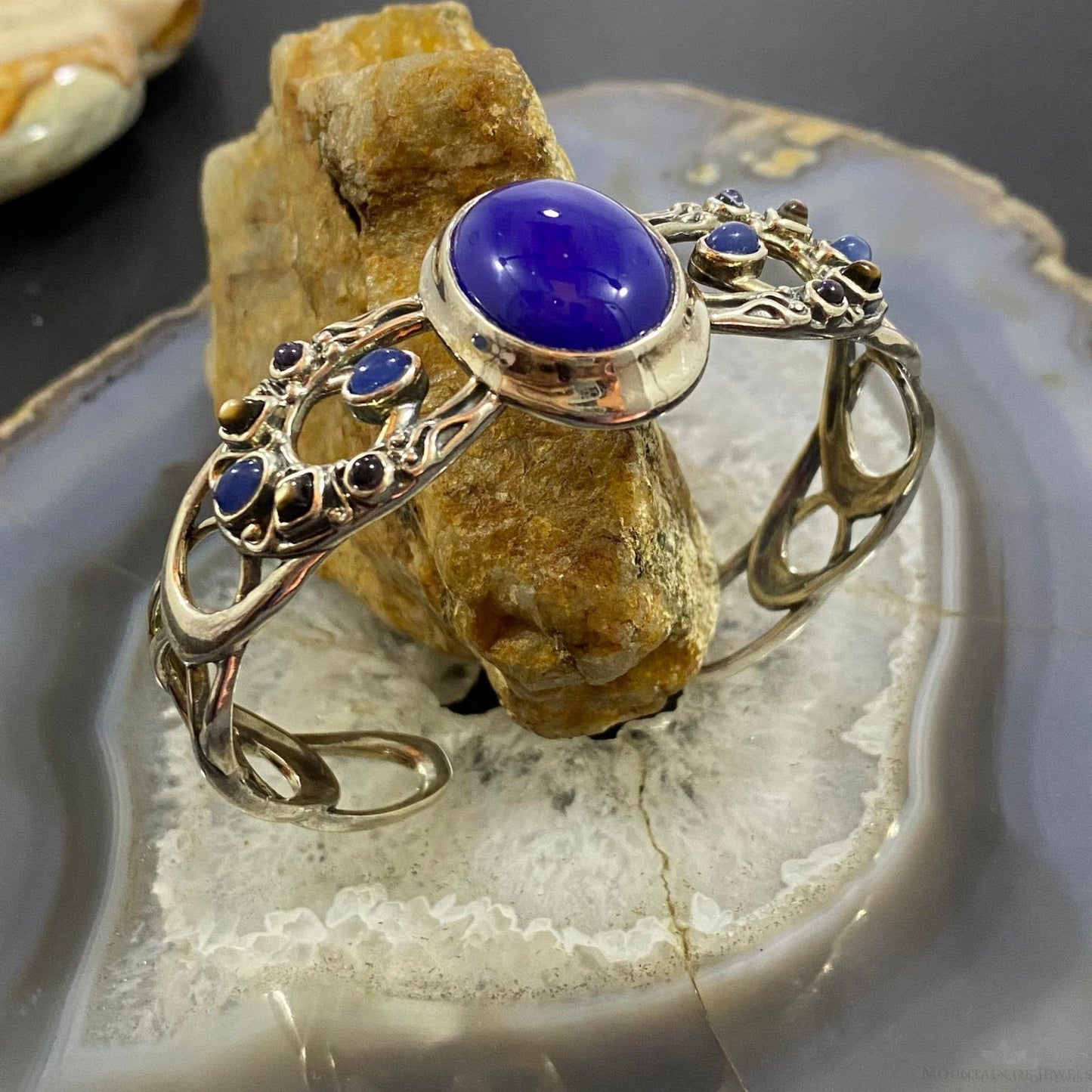 Carolyn Pollack Sterling Silver Lapis & Multi Gemstone Decorated Bracelet For Women