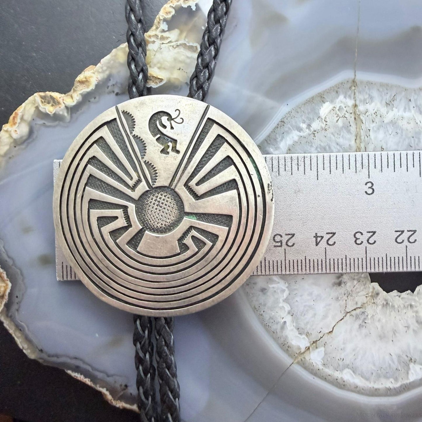 Vintage Hopi Native American Sterling Silver Man in the Maze Bolo Tie For Men