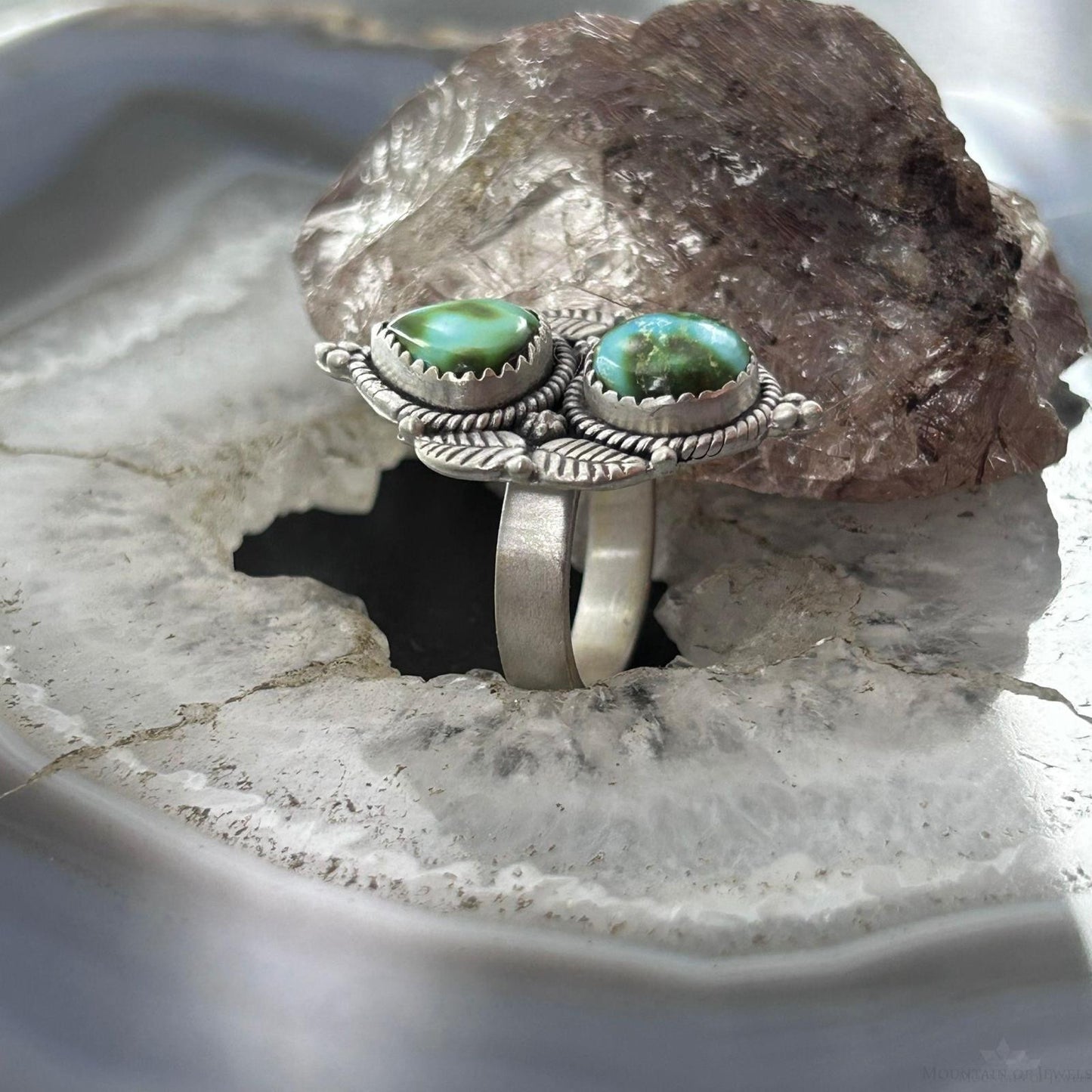 Sterling Silver Southwestern Style 2 Sonora Gold Turquoise Adjustable Ring For Women #8