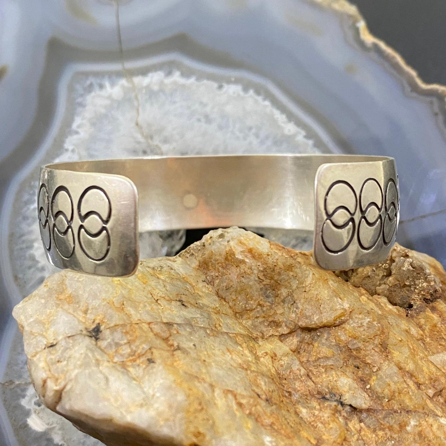 N. Begay Vintage Native American Sterling Silver Stamped Bracelet For Women