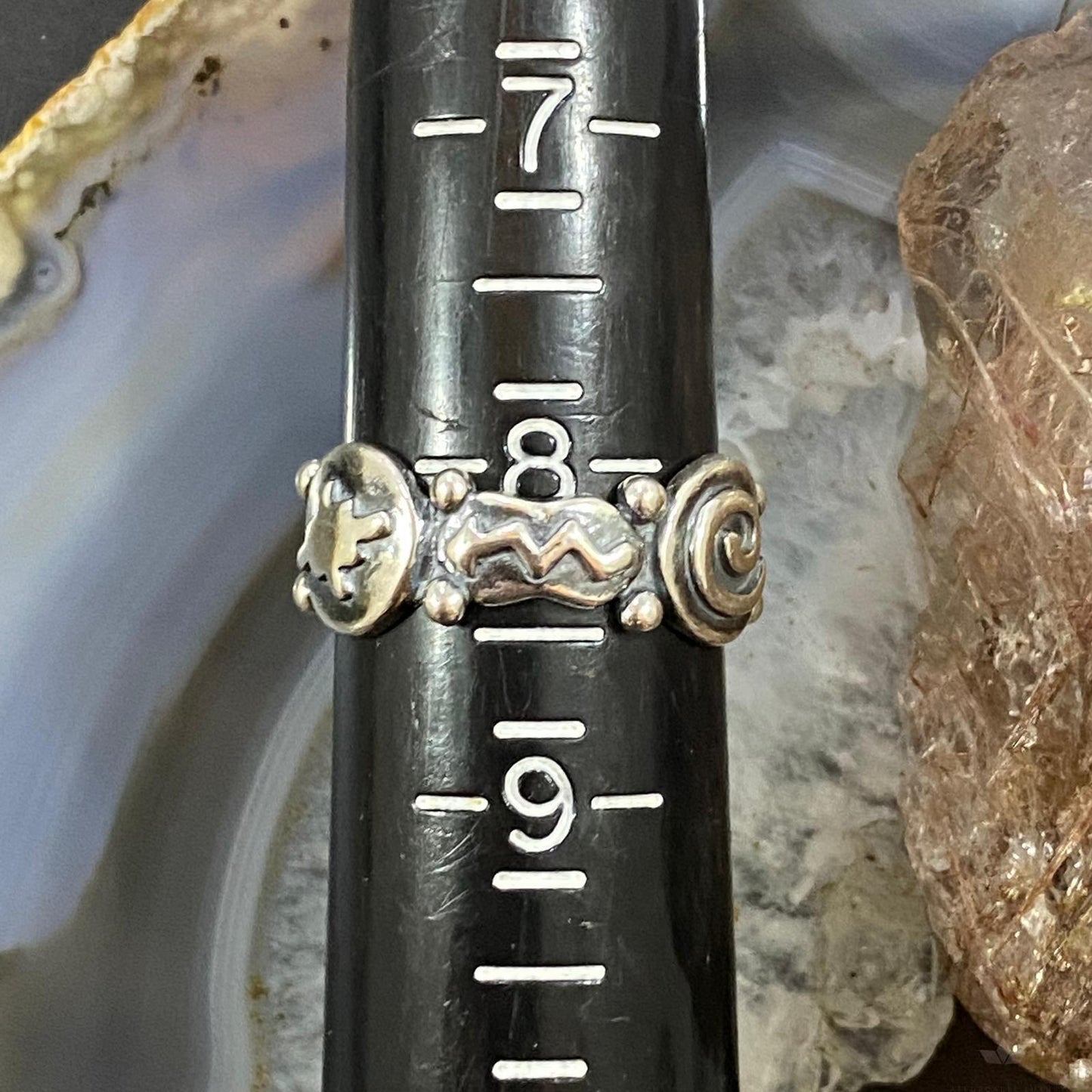 Jody Naranjo Vintage Southwestern Style Sterling Silver Picture Jasper Petroglyph Ring For Women #1