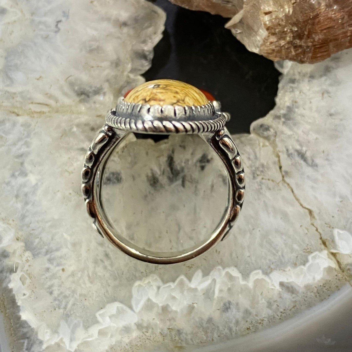 Carolyn Pollack Southwestern Style Sterling Silver Picture Jasper & Red Jasper Decorated Ring For Women