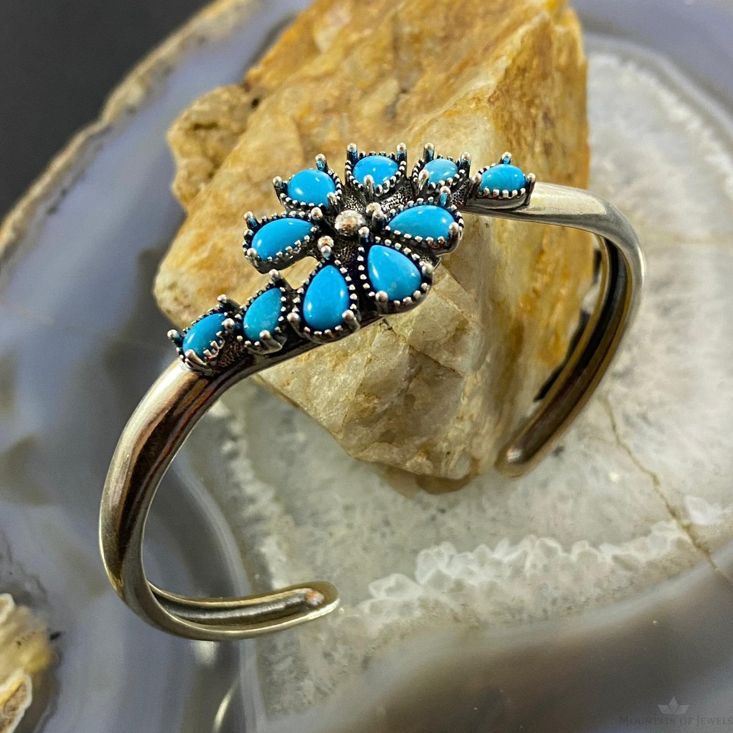 Carolyn Pollack Vintage Southwestern Style Sterling Silver Turquoise Cluster Bracelet For Women