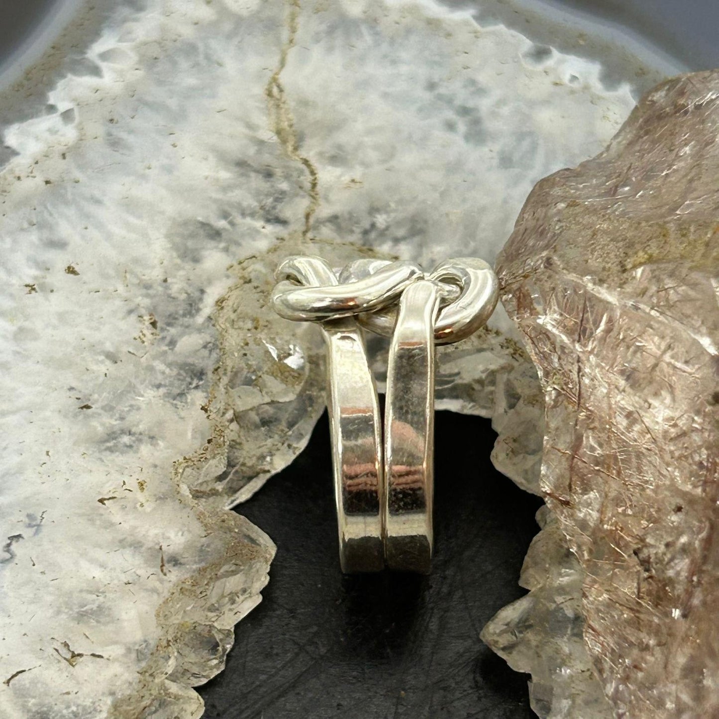 Sterling Silver Double Knotted Modern Ring For Women, Taxco Mexico