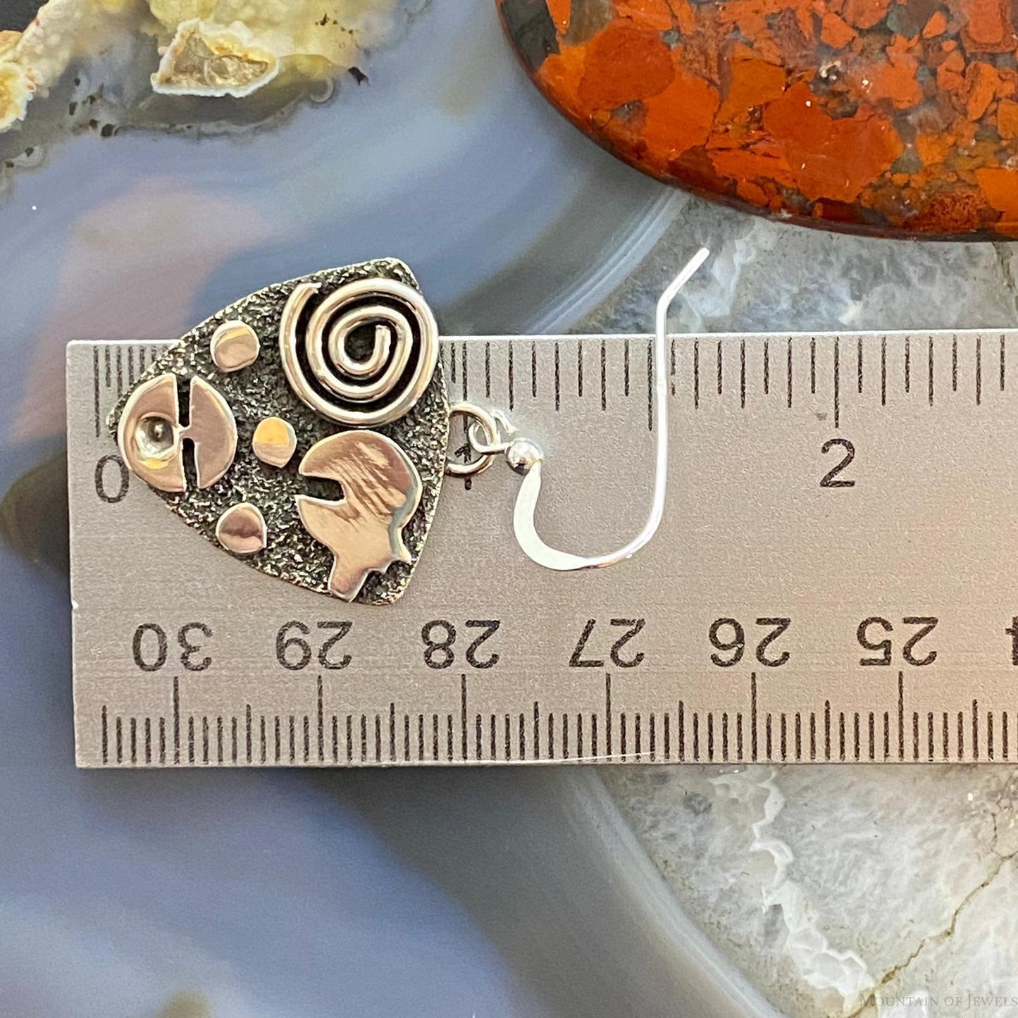 Alex Sanchez Sterling Silver Guitar Picks Petroglyph Dangle Earrings For Women #2