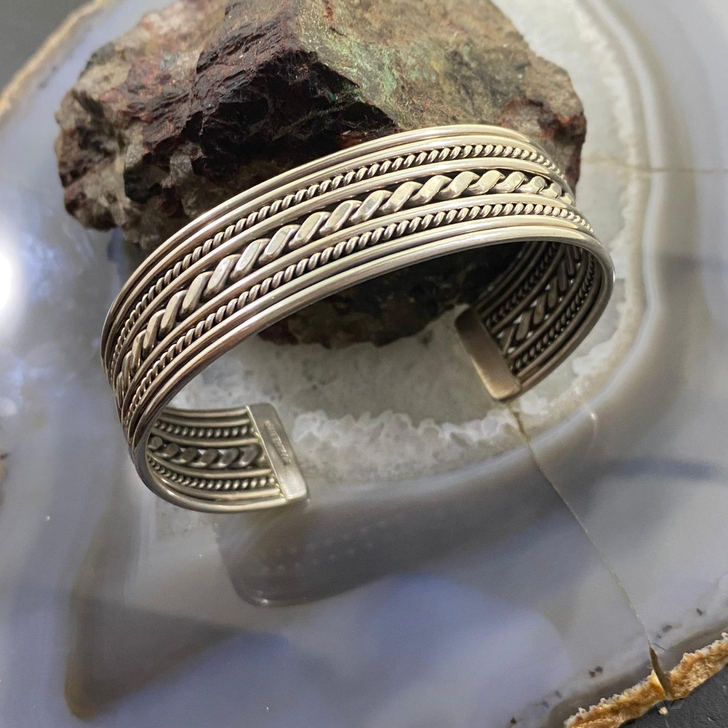 Vintage Native American Sterling Silver Rope Bracelet For Women