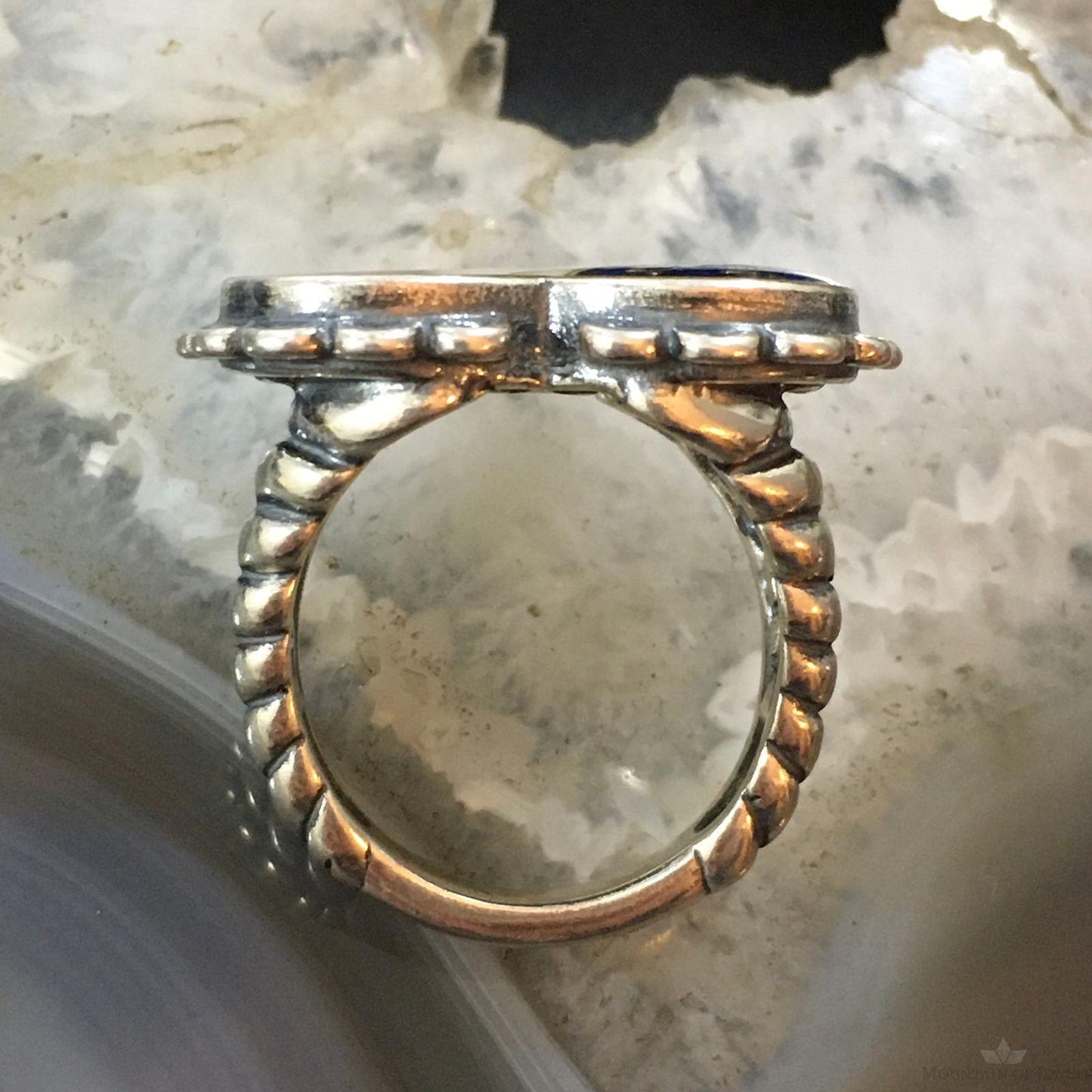 Carolyn Pollack Vintage Southwestern Style Sterling Silver Heart Shape American Flag Ring For Women