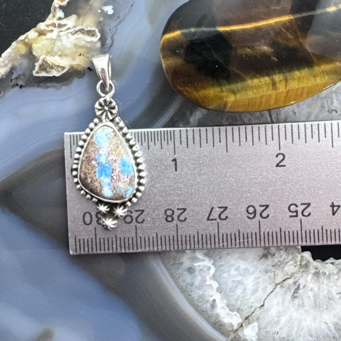 Sterling Silver Southwestern Style Golden Hill Turquoise Decorated Pendant For Women