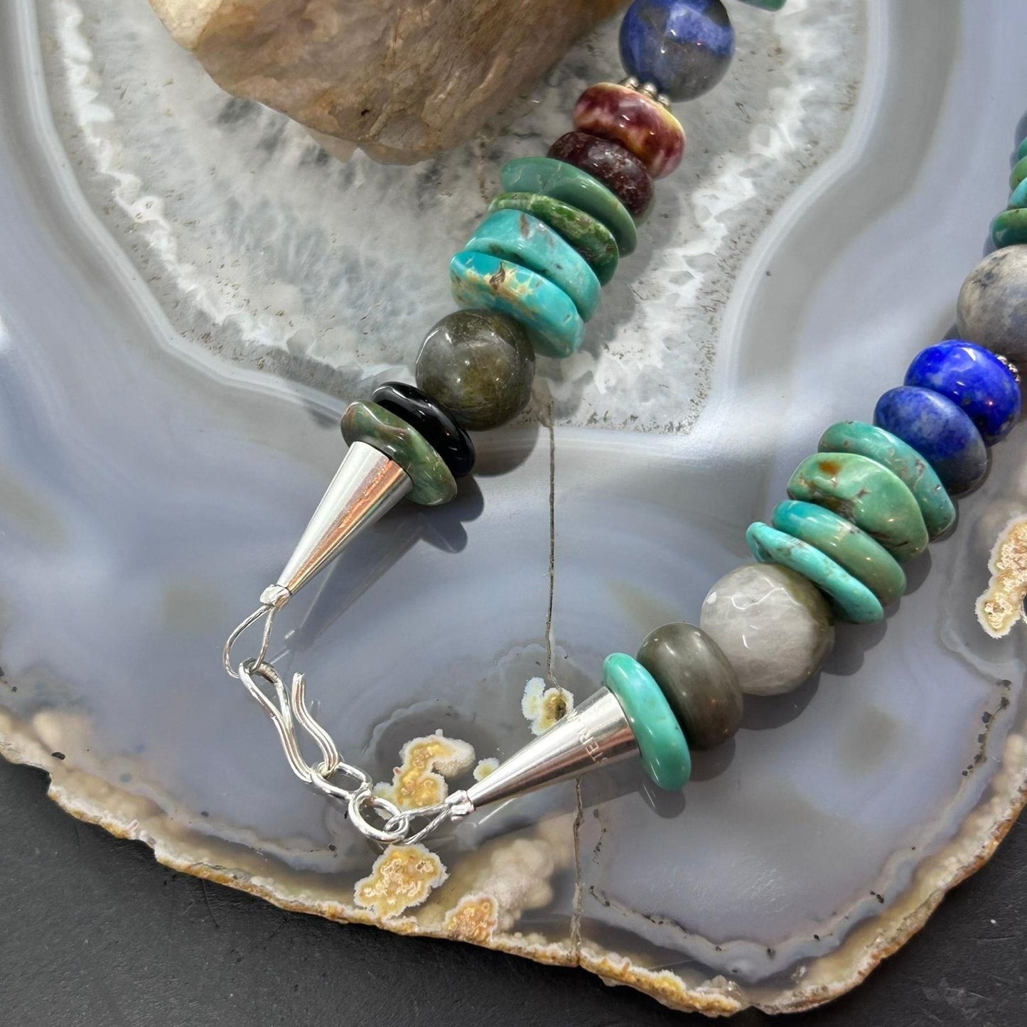 Tommy&Rosita Singer Sterling Silver Turquoise & Multistone Beads Necklace For Women #1