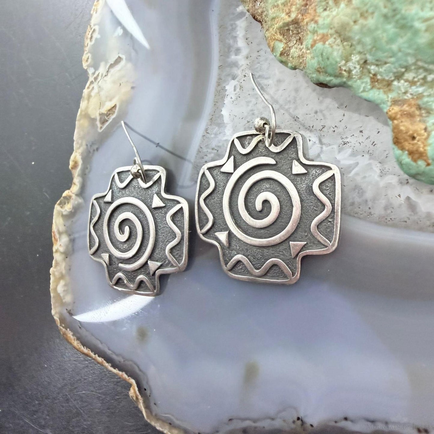 Ann Farella Santa Fe Sterling Silver Circle of Life Cross Dangle Earrings For Women