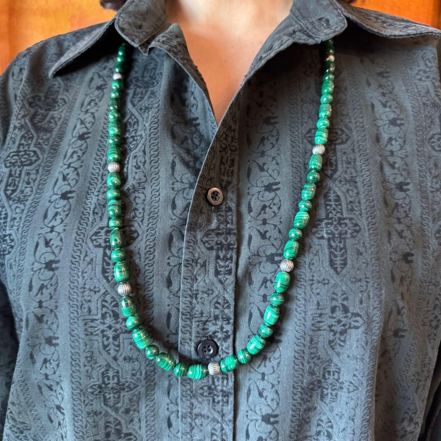 Carolyn Pollack Vintage 7mm-10mm Malachite Beads 35"-39" Necklace For Women