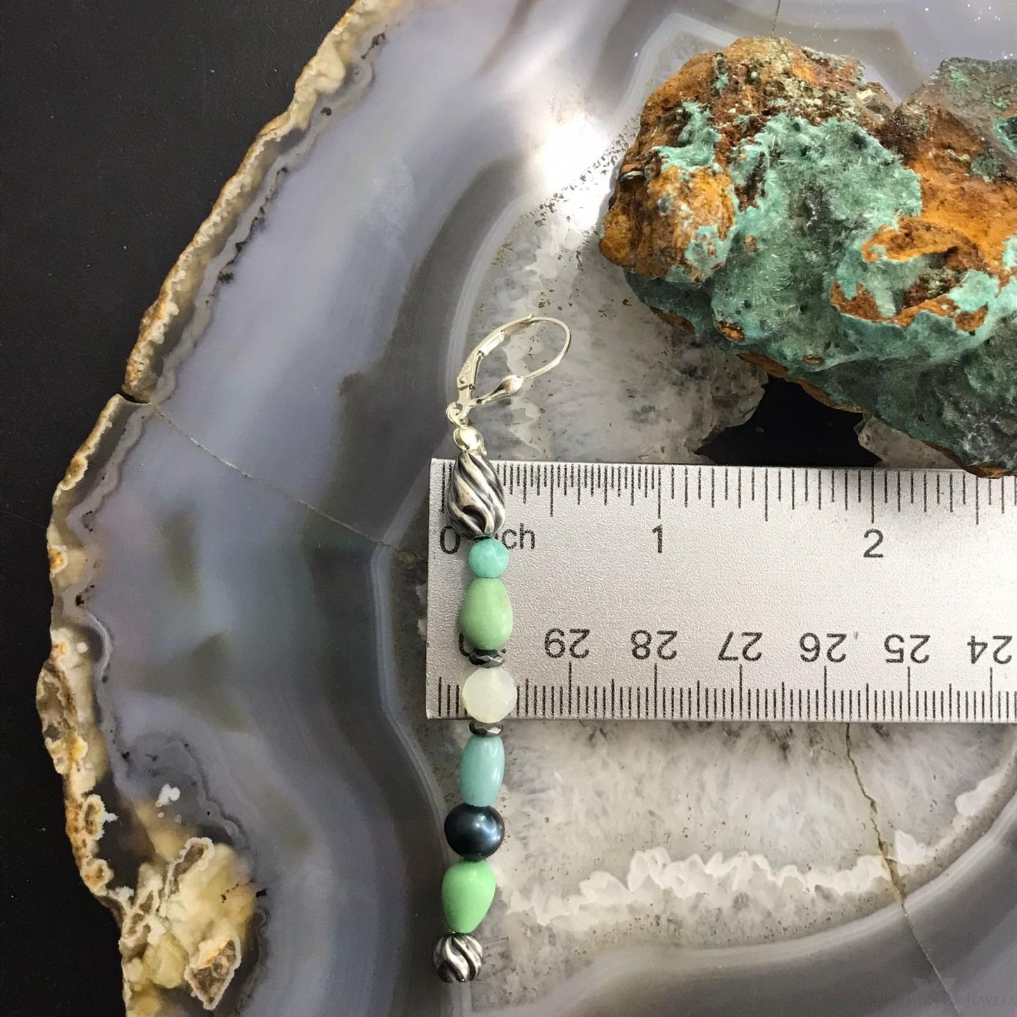 Carolyn Pollack Sterling Silver Amazonite, Variscite, Quartz & Pearl Dangle Earrings For Women