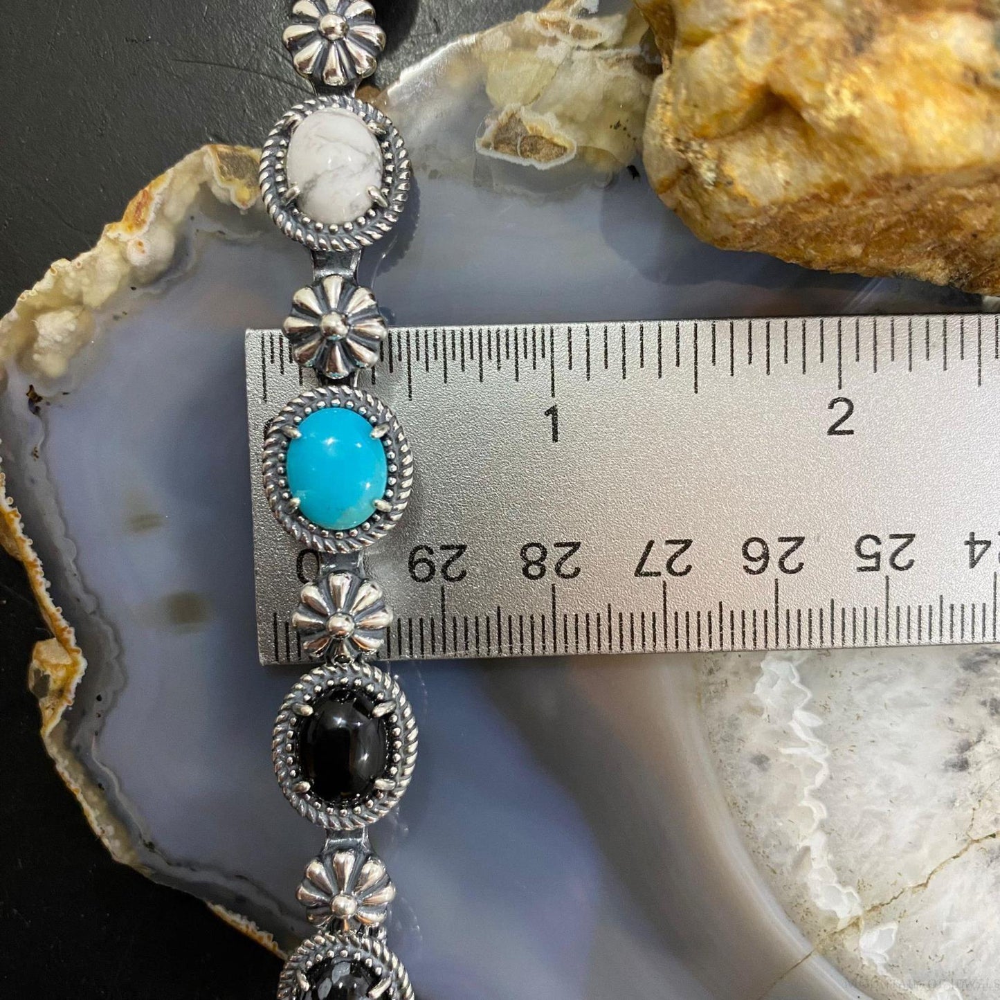 Carolyn Pollack Sterling Silver Multi Gemstone Decorated Link Bracelet For Women