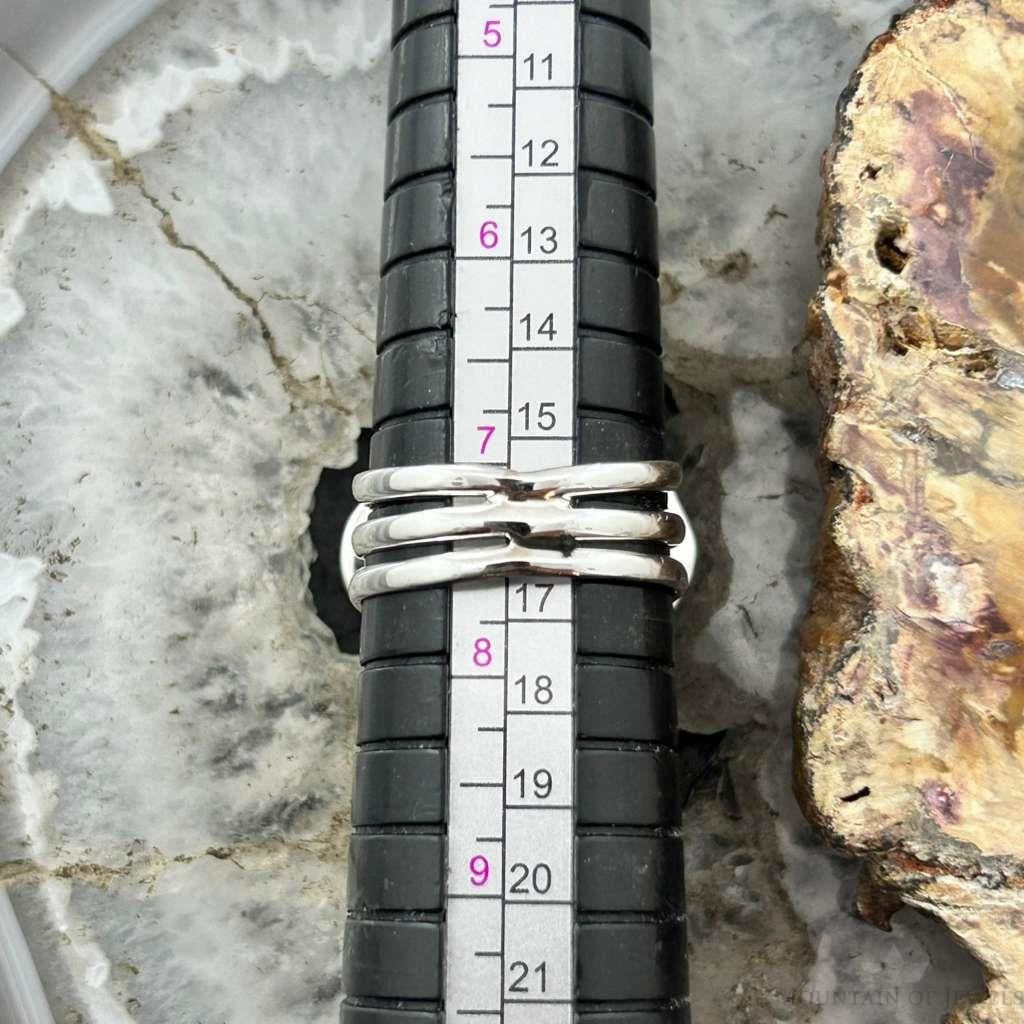 Sterling Silver Southwestern Style Mohave Turquoise Cluster Ring Size 7.5 For Women