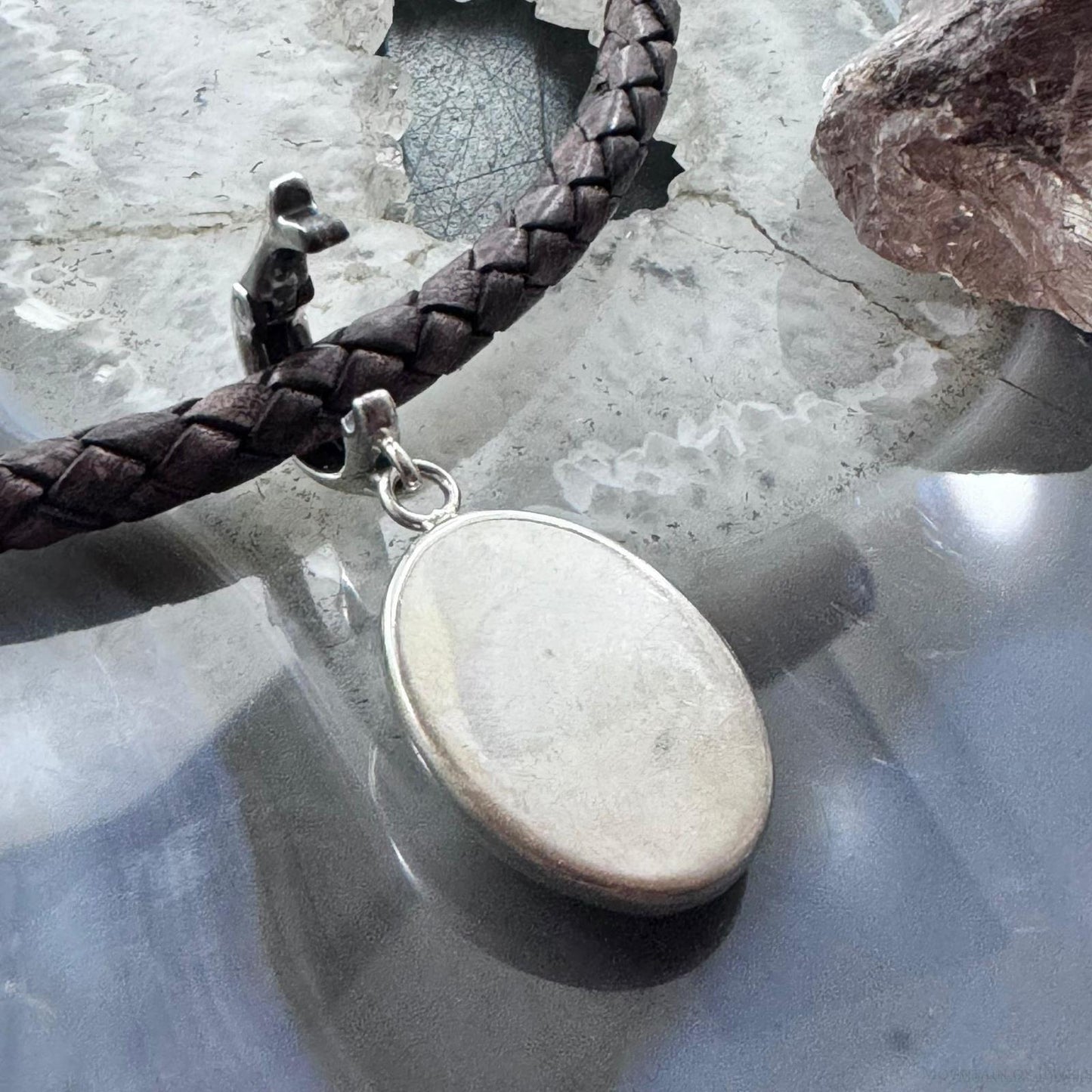 Carolyn Pollack Vintage Sterling Silver Oval Jasper Enhancer Pendant For Women #1