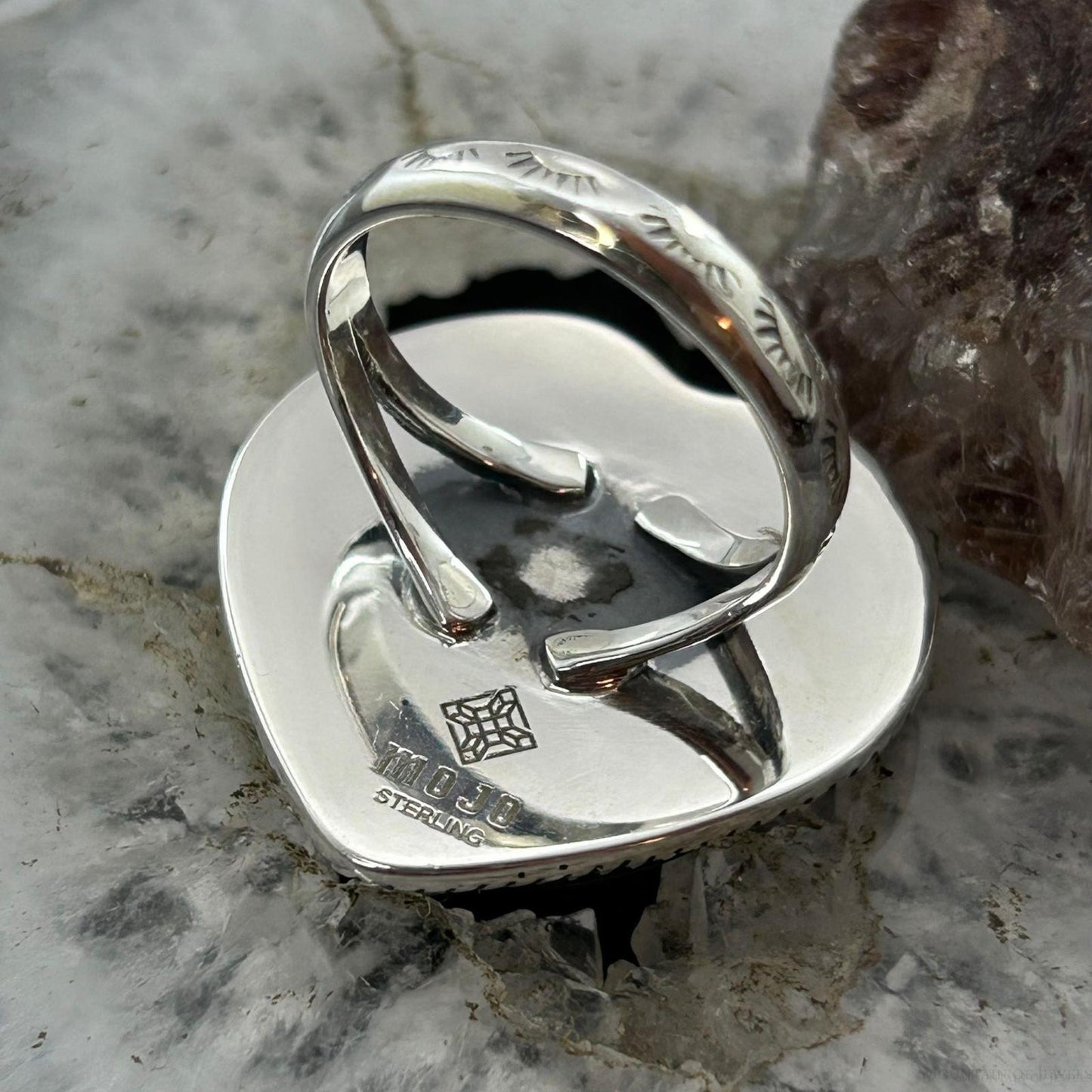 Sterling Silver Southwestern Style Malachite Heart Shape Ring Size 9 For Women