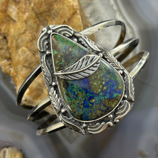 Sterling Silver Southwestern Style Large Teardrop Shattuckite Bracelet For Women