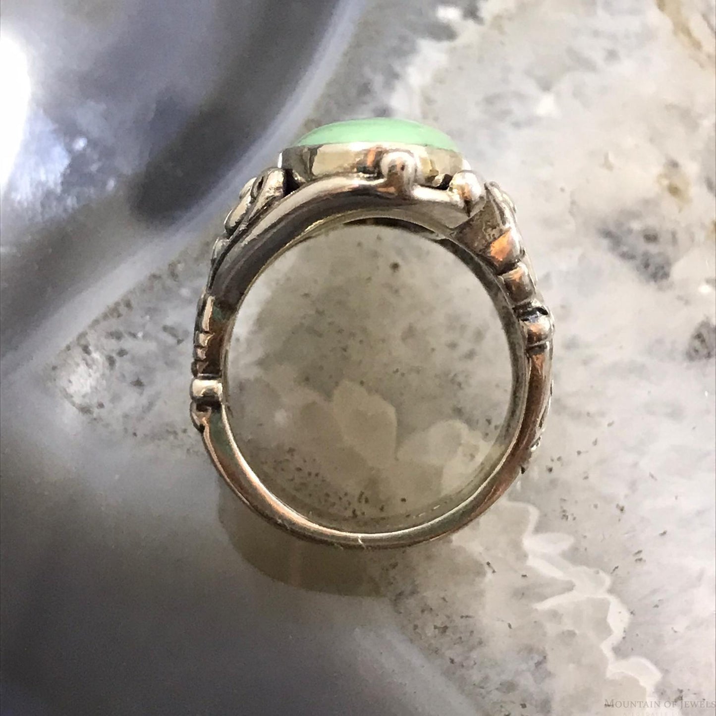 Carolyn Pollack Sterling Silver Elongated Oval Variscite Ring Size 6 For Women