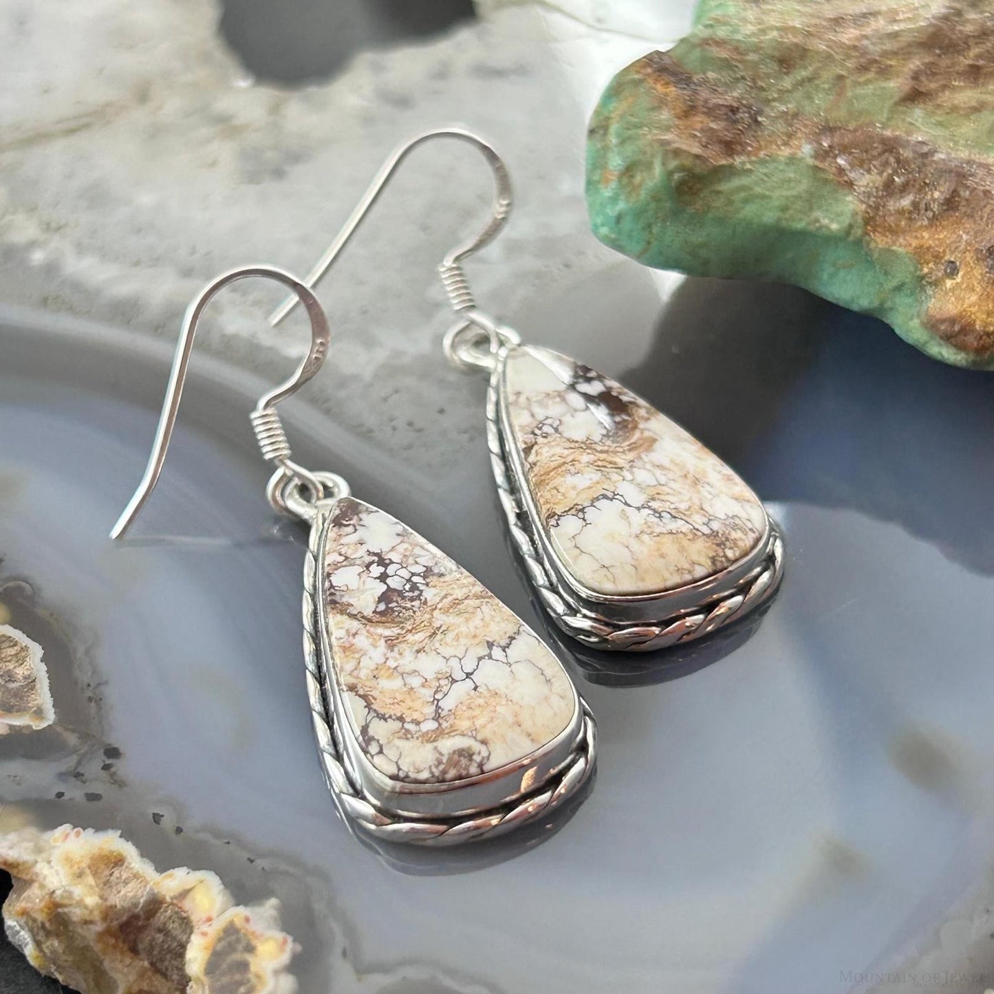 Sterling Silver Southwestern Style Teardrop Wild Horse Dangle Earrings For Women