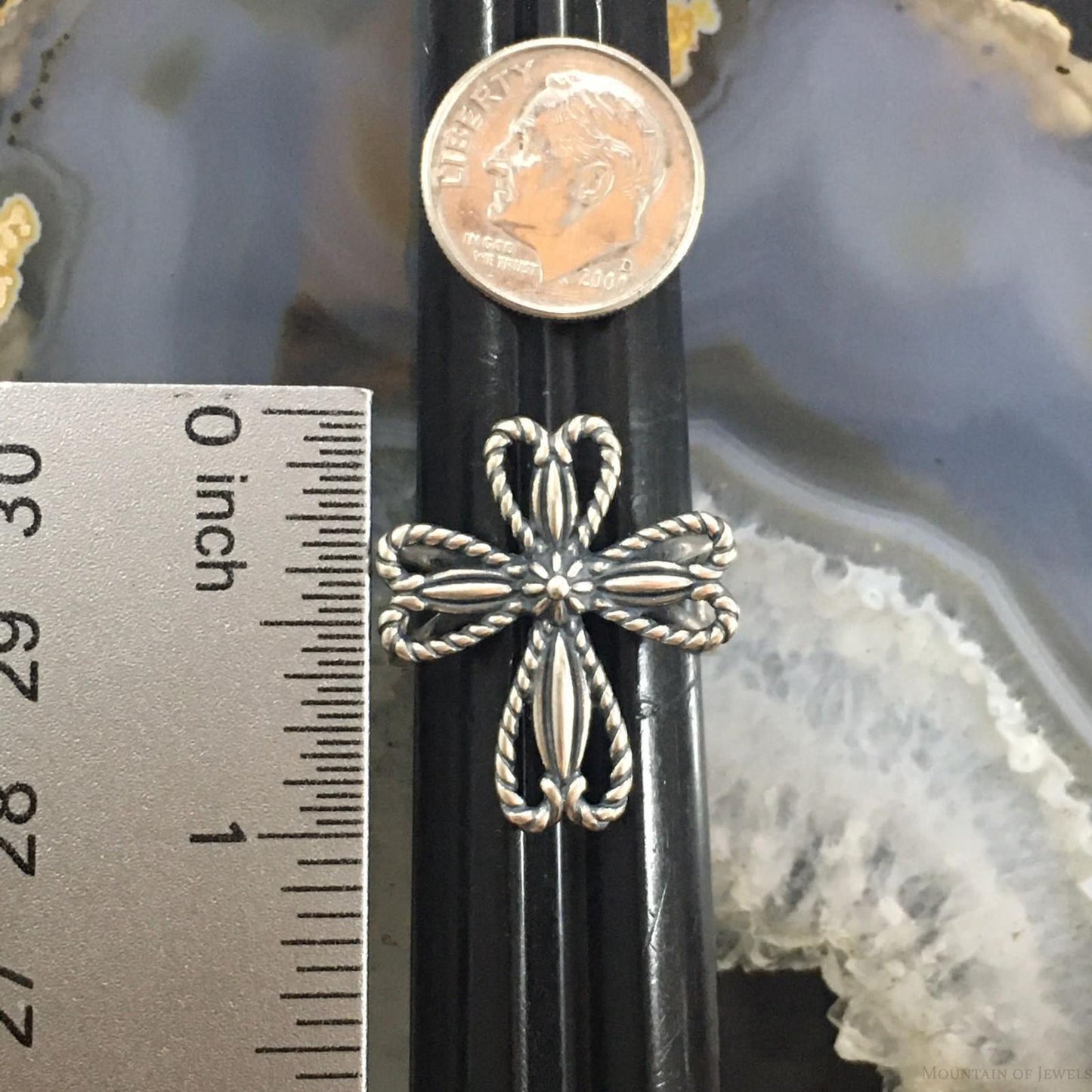 Carolyn Pollack Southwestern Style Sterling Silver Rope Cross Ring For Women