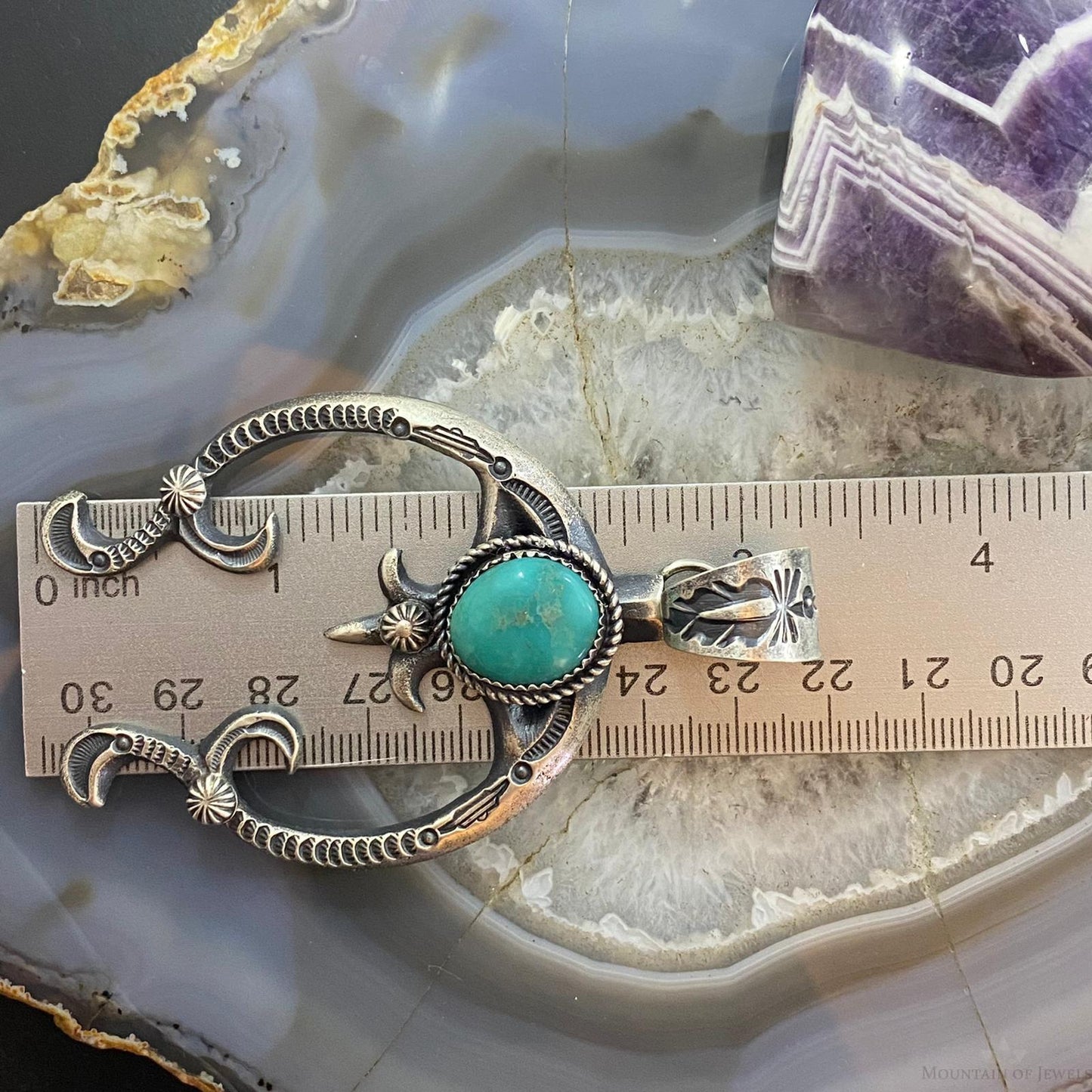 Eva & Linberg Billah Sterling Silver Turquoise Decorated Naja Unisex Pendant #23