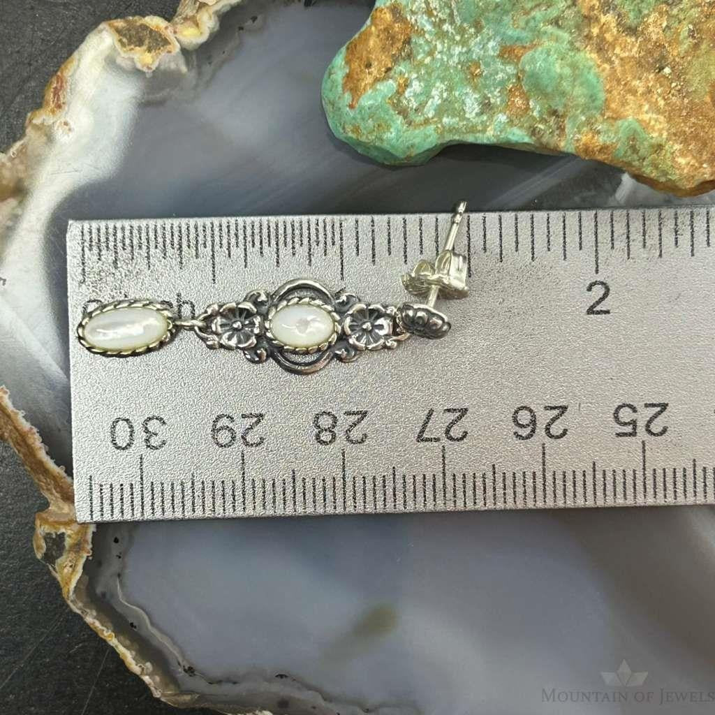 Carolyn Pollack Sterling Silver 2 Oval Mother of Pearl Dangle Earrings For Women