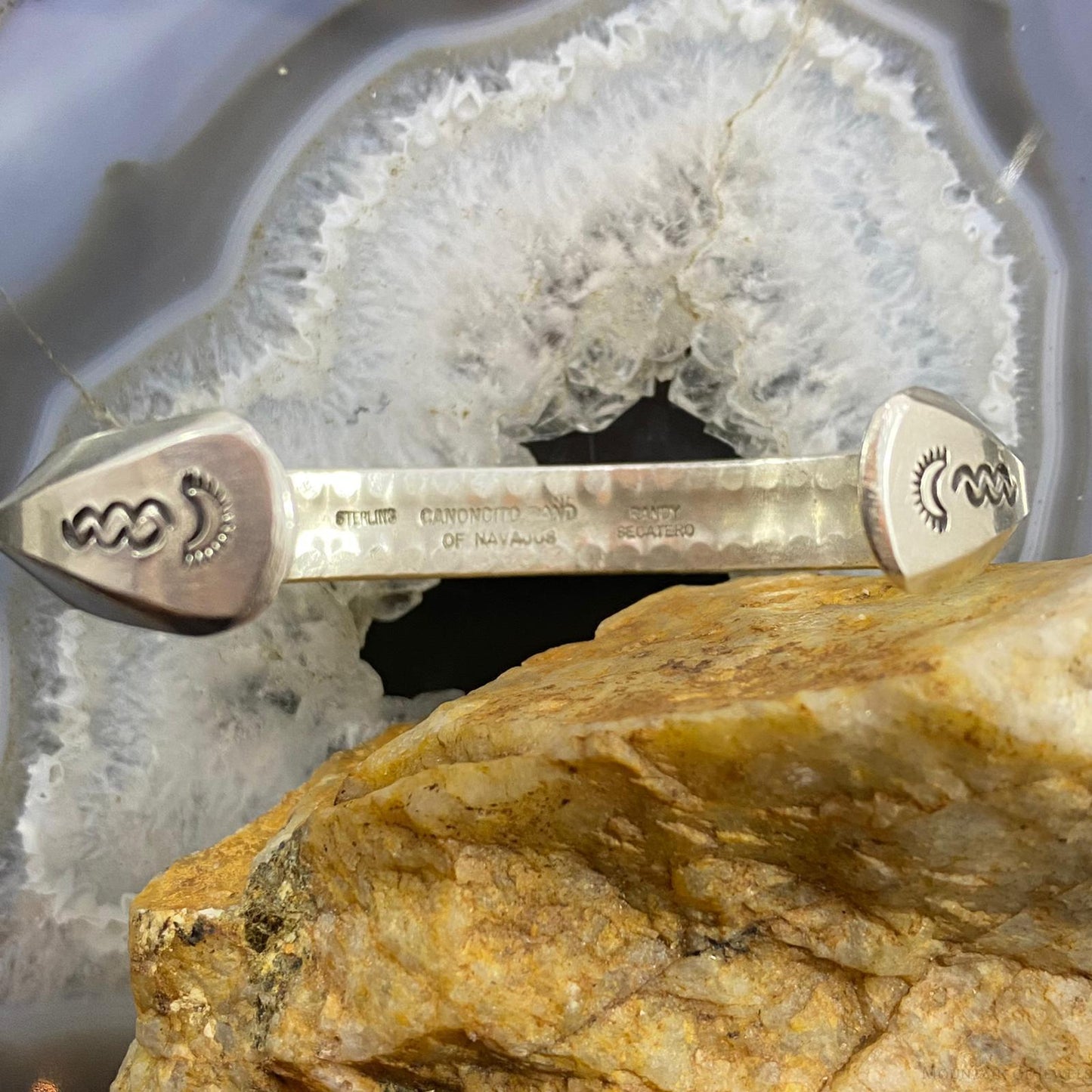 Randy Secatero Native American Sterling Silver Carinated Overlay Unisex Bracelet