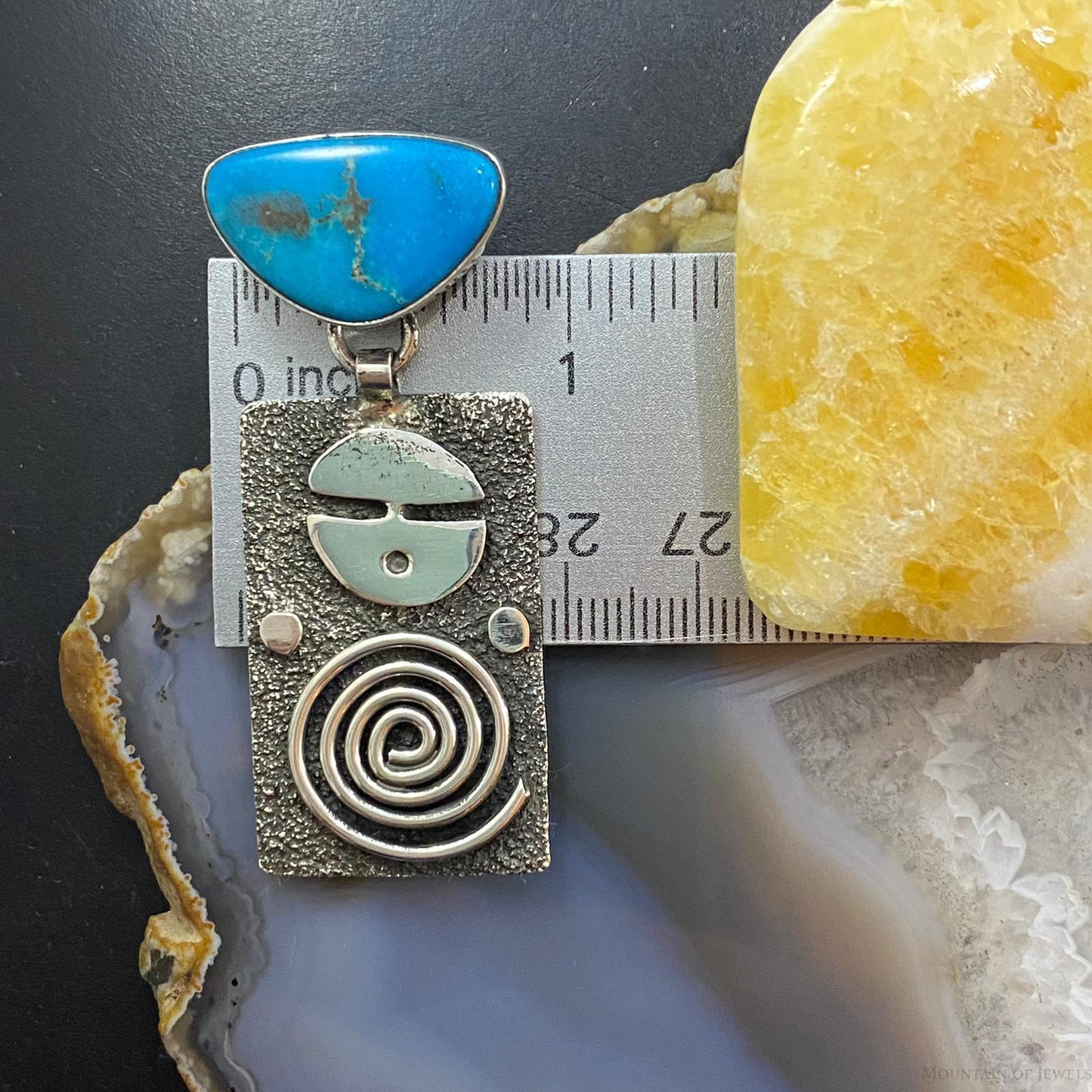 Alex Sanchez Native American Sterling Turquoise Petroglyph Dangle Earrings #2