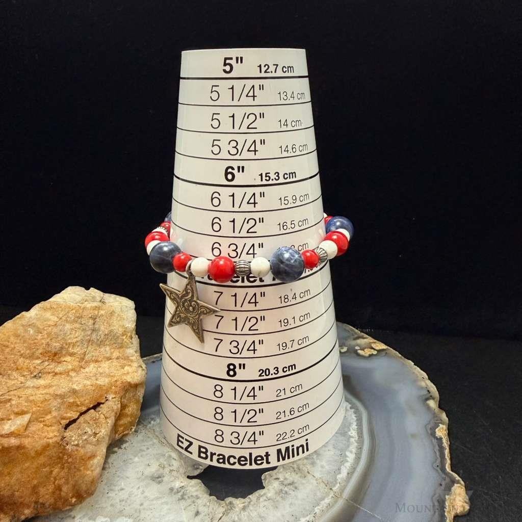 Carolyn Pollack Sterling Silver Multi Gemstone Bead w/Texas Star Charm Bracelet For Women