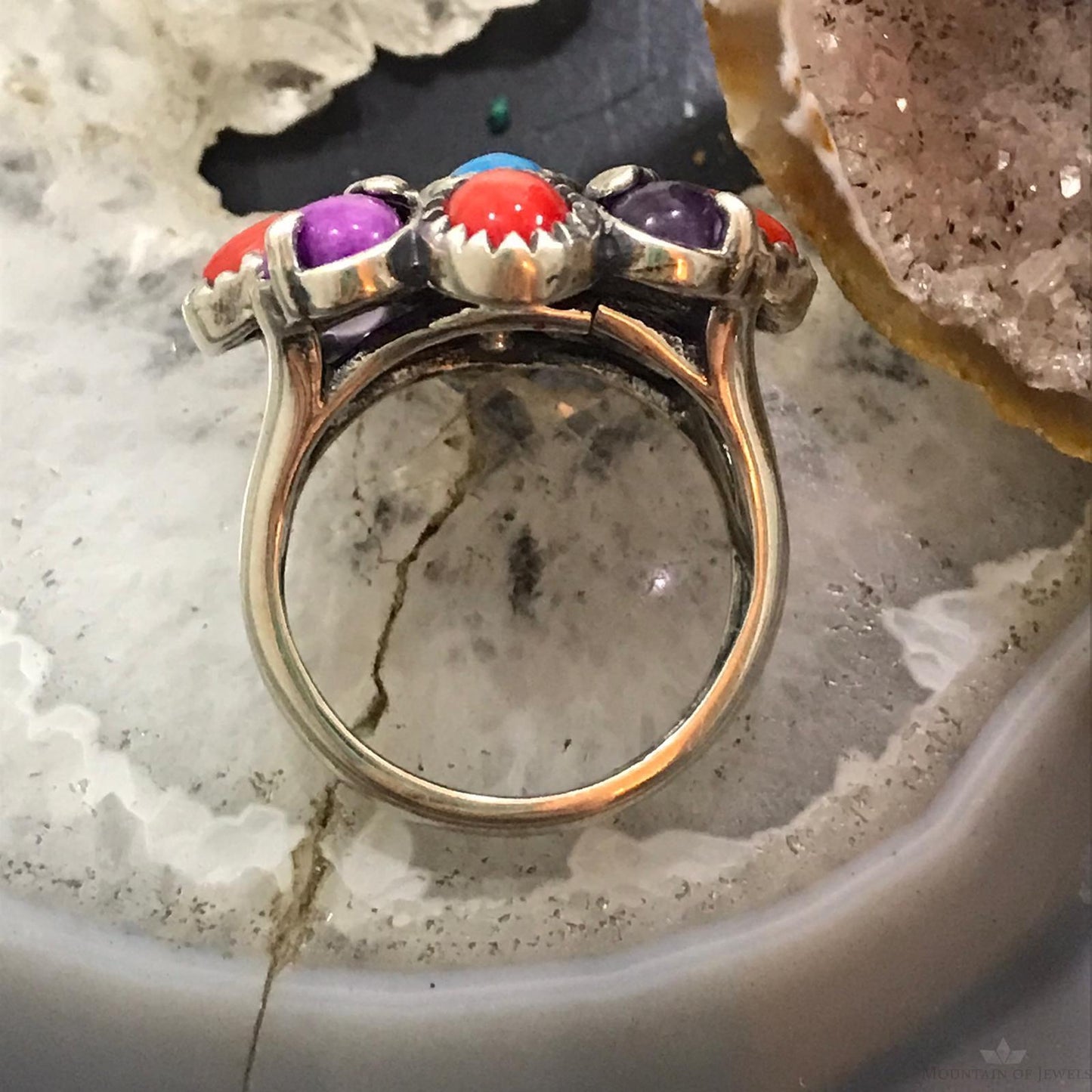 Carolyn Pollack Sterling Silver Multistone Cluster Ring Size 8.5 For Women