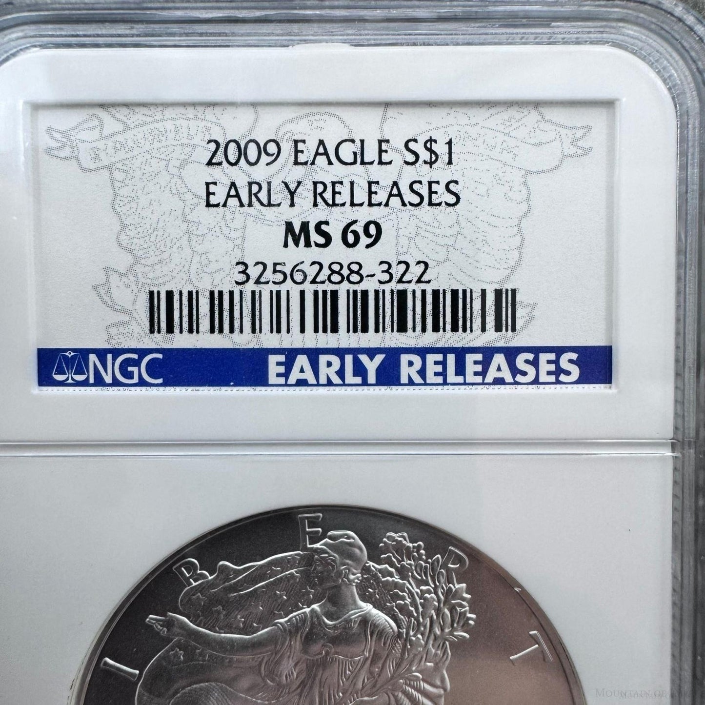 2009 US 1.0oz .999 Fine Silver American Silver Eagle NGC MS69 #3256288-322EX